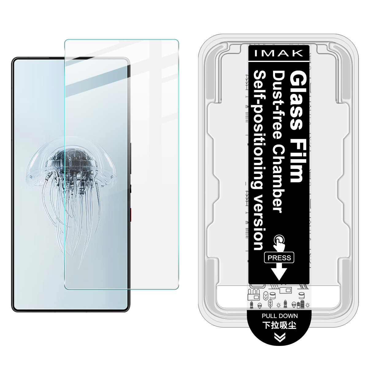 IMAK H Series For ZTE nubia Z80 Ultra 5G Tempered Glass Screen Protector Easy Installation Film with Auto Dust-Remove Tool - Transparent Kit (NOT Comp