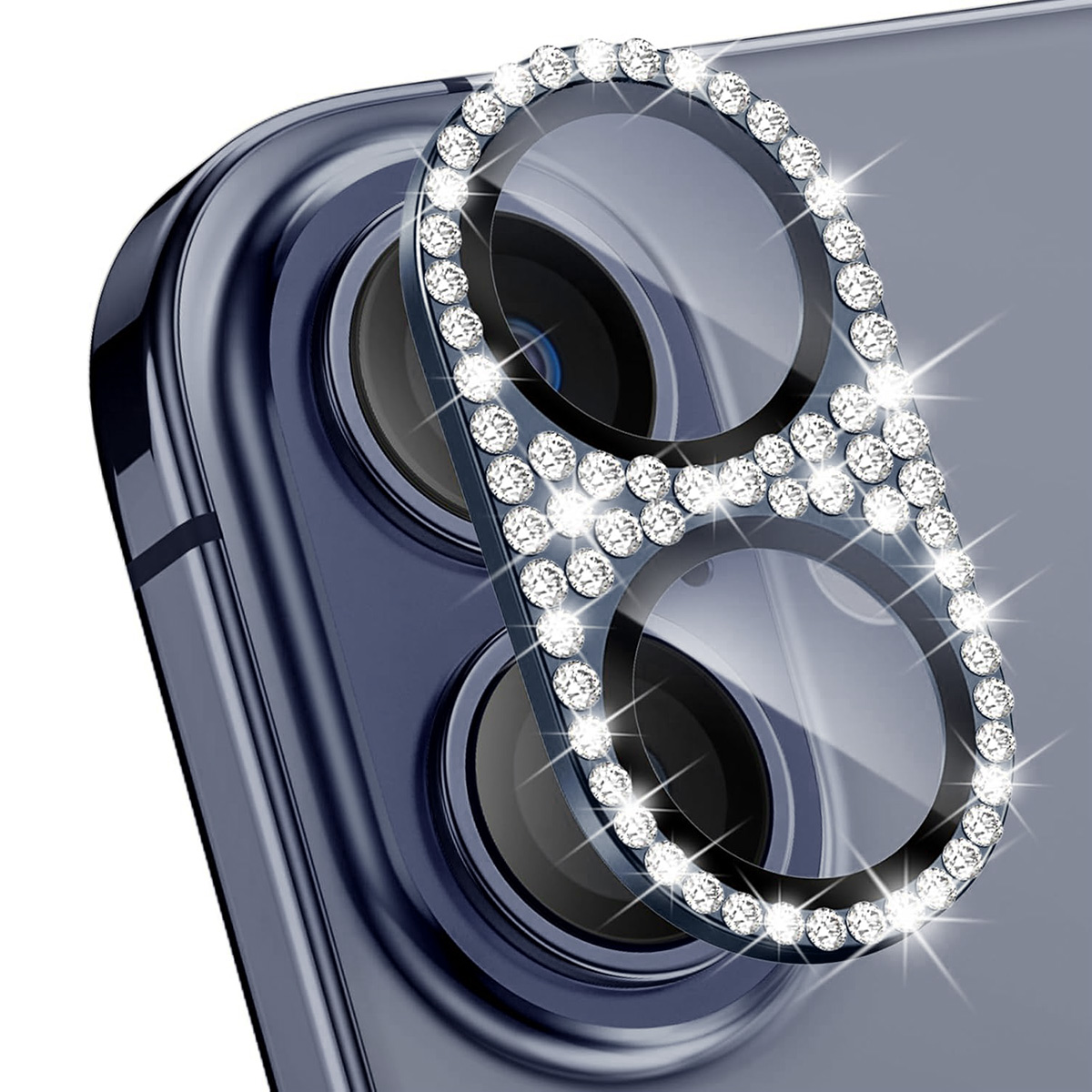 ENKAY HAT PRINCE For iPhone 17 Camera Lens Protector   Rhinestone Decor Metal + Tempered Glass Lens Film - Dark Blue
