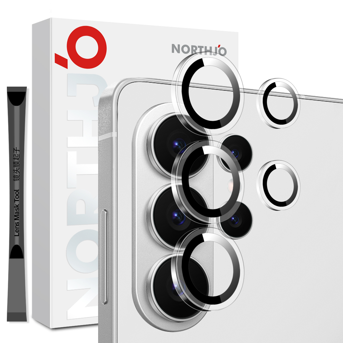 NORTHJO 1Set For Samsung Galaxy S26 Ultra Camera Lens Protector Tempered Glass Metal Ring Guard  Clear Lens Film (Complete Coverage)