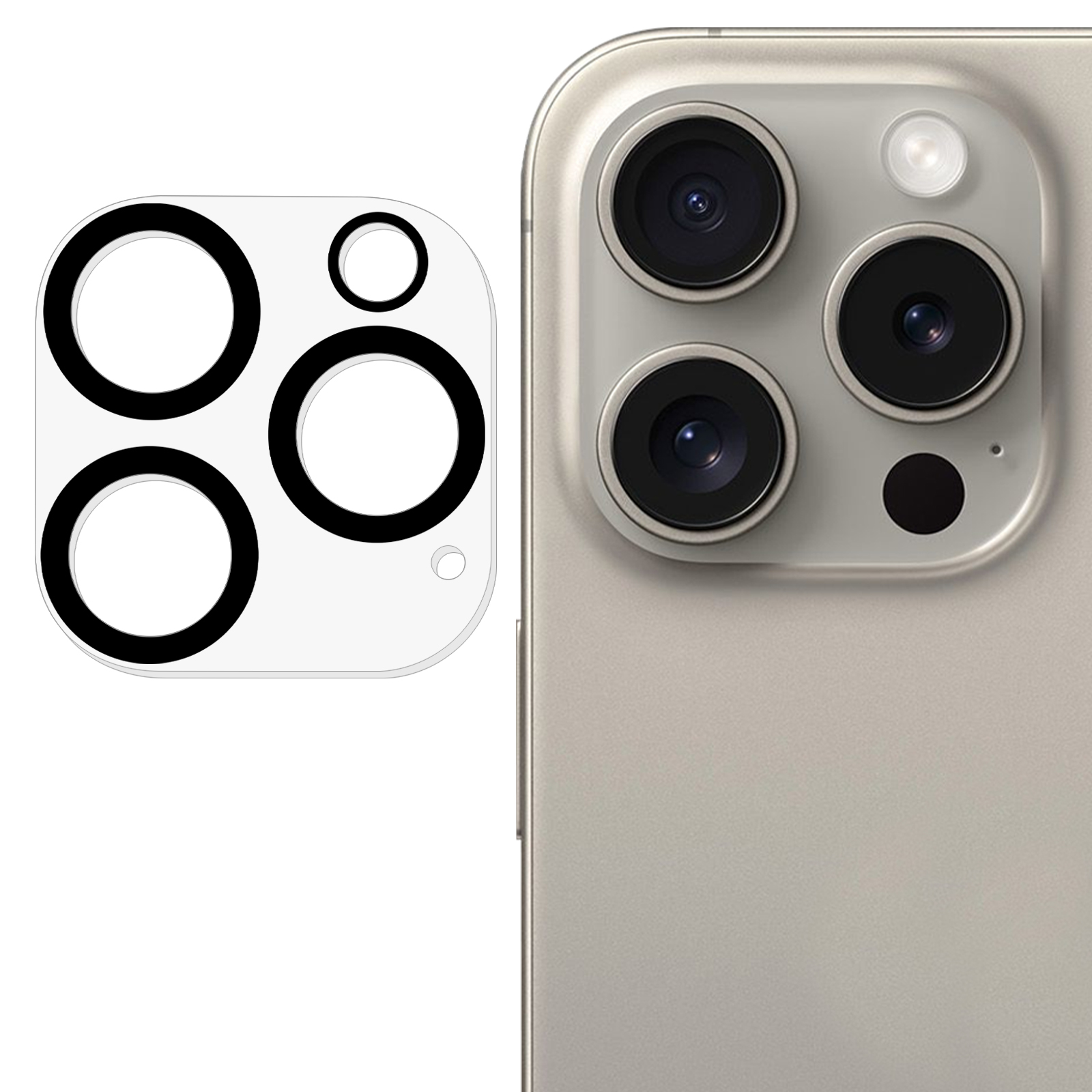 For iPhone 16 Pro Max / iPhone 16 Pro Tempered Glass Lens Protector Silk Printing Camera Lens Film - Black