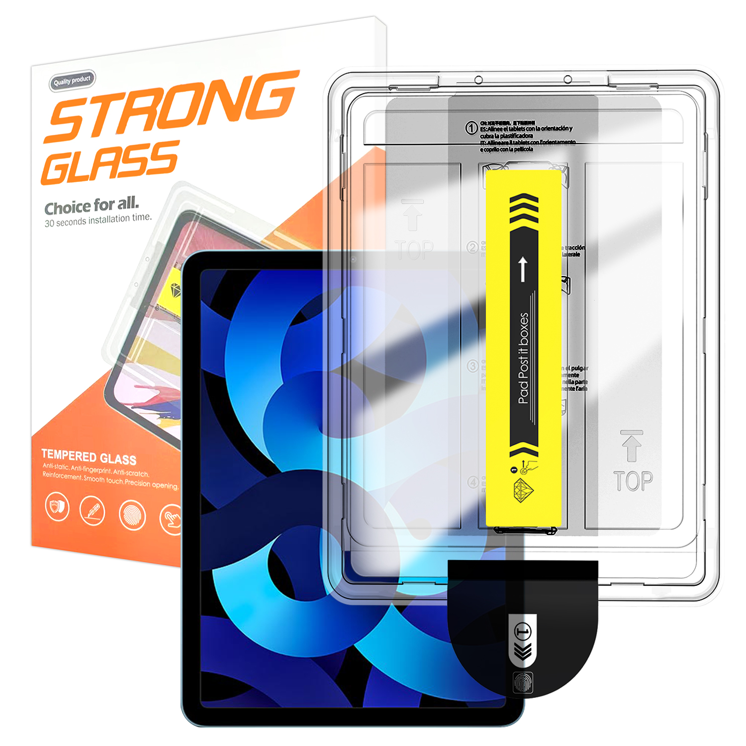 For iPad Air (2020) / iPad Air (2022) Screen Protector Arc Edge Tempered Glass Film with Auto Dust-free Installation Tool (NOT Complete Covering) - Tr