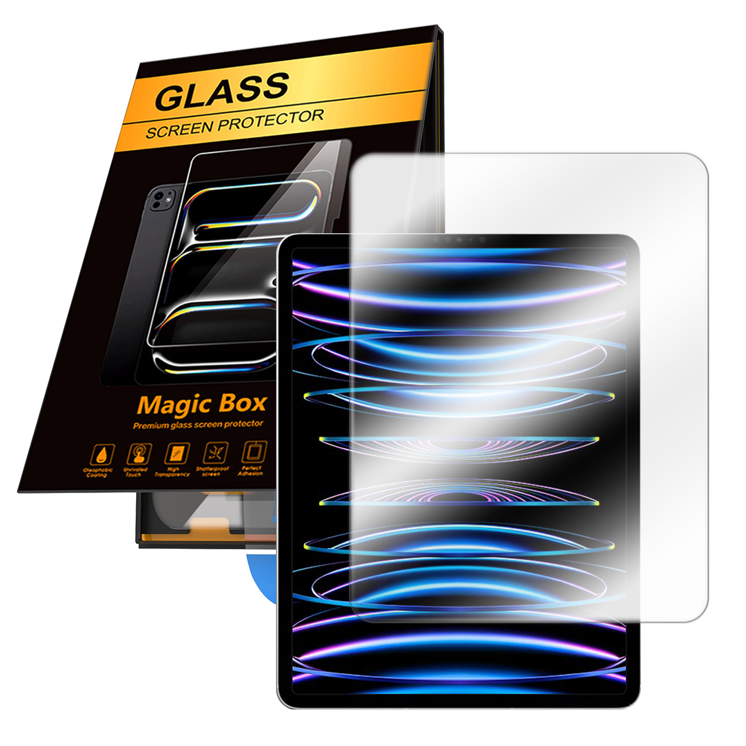 For iPad Pro 12.9 (2020) / iPad Pro 12.9 (2021) Screen Protector HD Tempered Glass Film with Auto Dust-free Installation Tool (NOT Complete Covering) 
