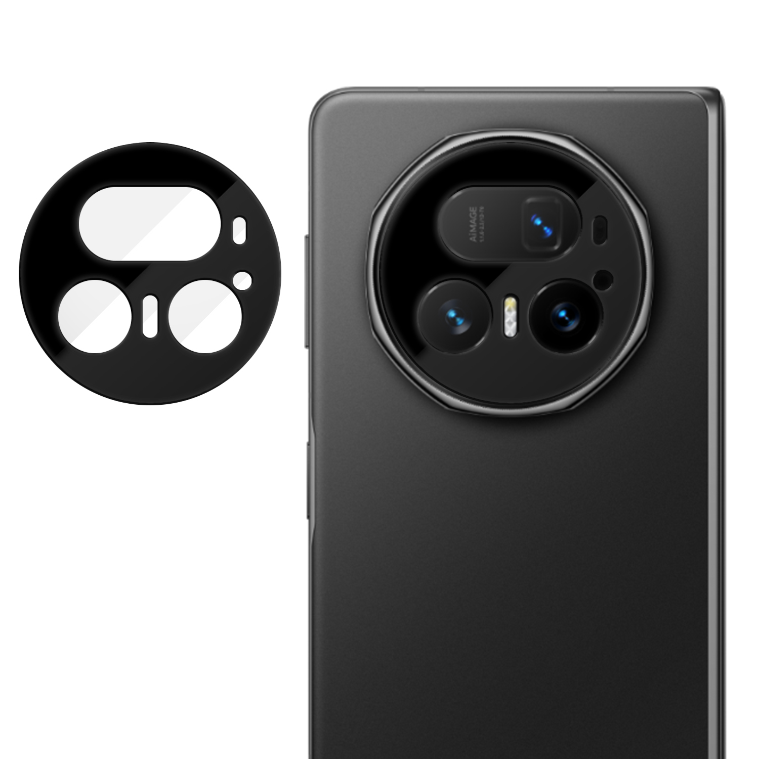 For Honor Magic V5 5G Full Cover Camera Lens Protector Silk Print HD Anti Fingerprint AR Tempered Glass Lens Film - Black