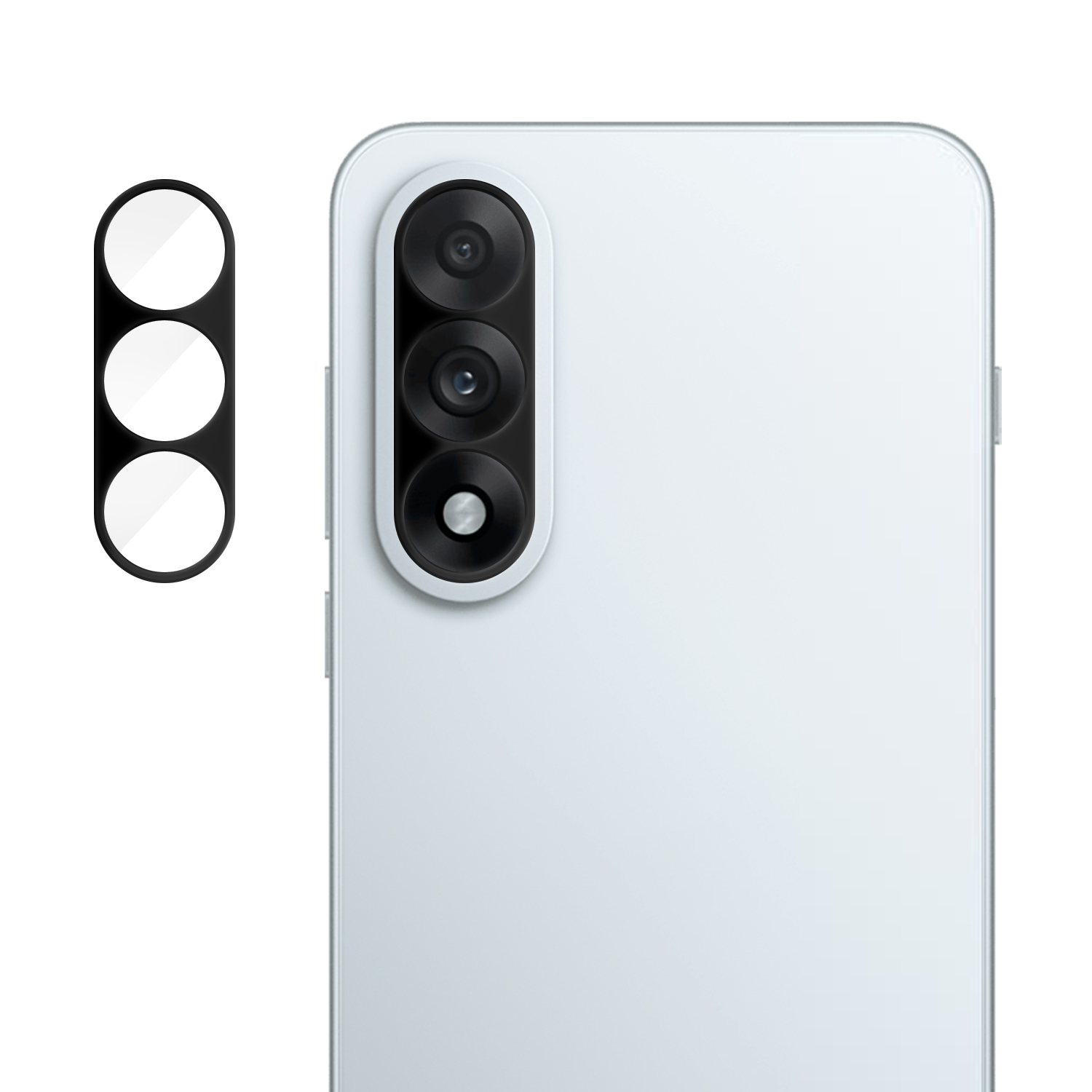 For OnePlus Nord 5 5G Full Cover Camera Lens Protector Silk Print HD Anti Fingerprint AR Tempered Glass Lens Film - Black