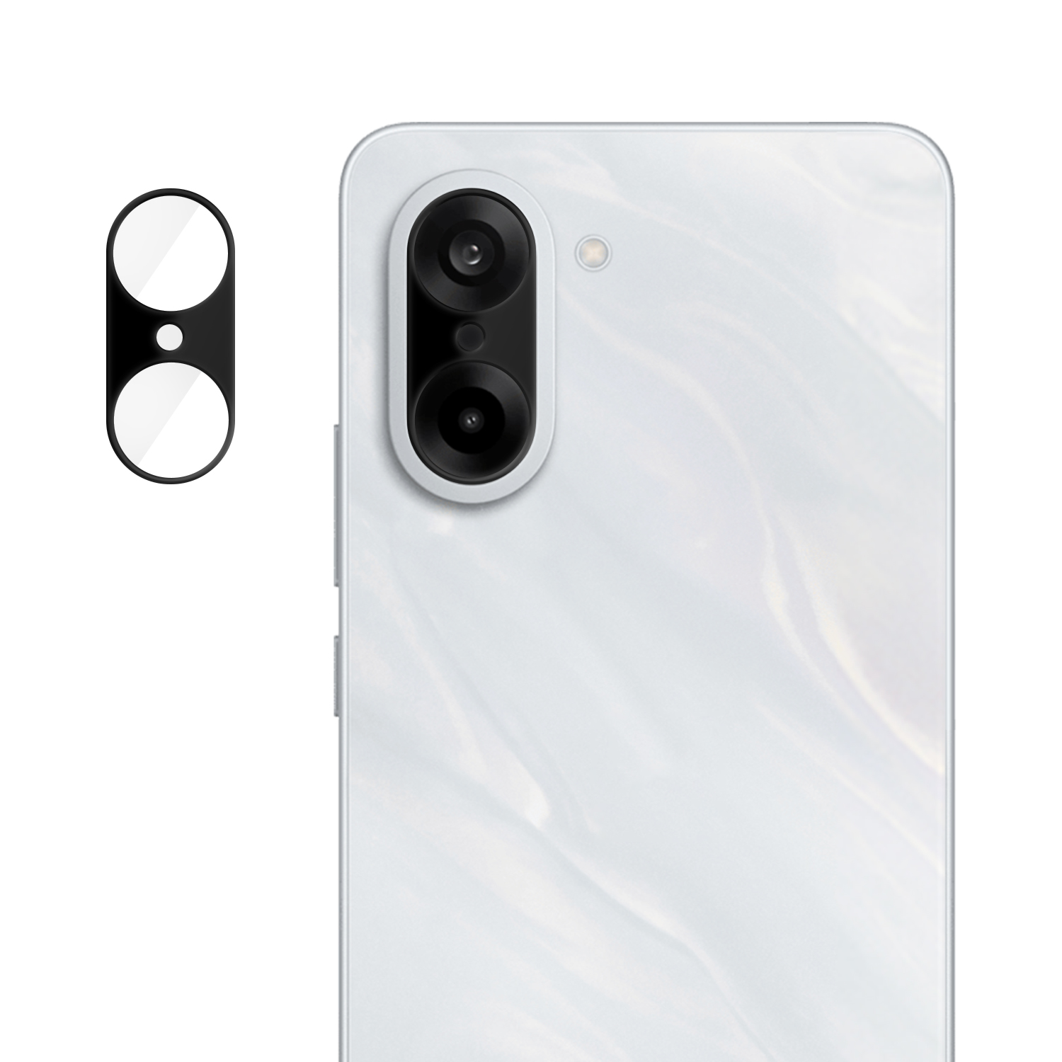 For OnePlus Nord CE5 5G Full Cover Camera Lens Protector Silk Print HD Anti Fingerprint AR Tempered Glass Lens Film - Black