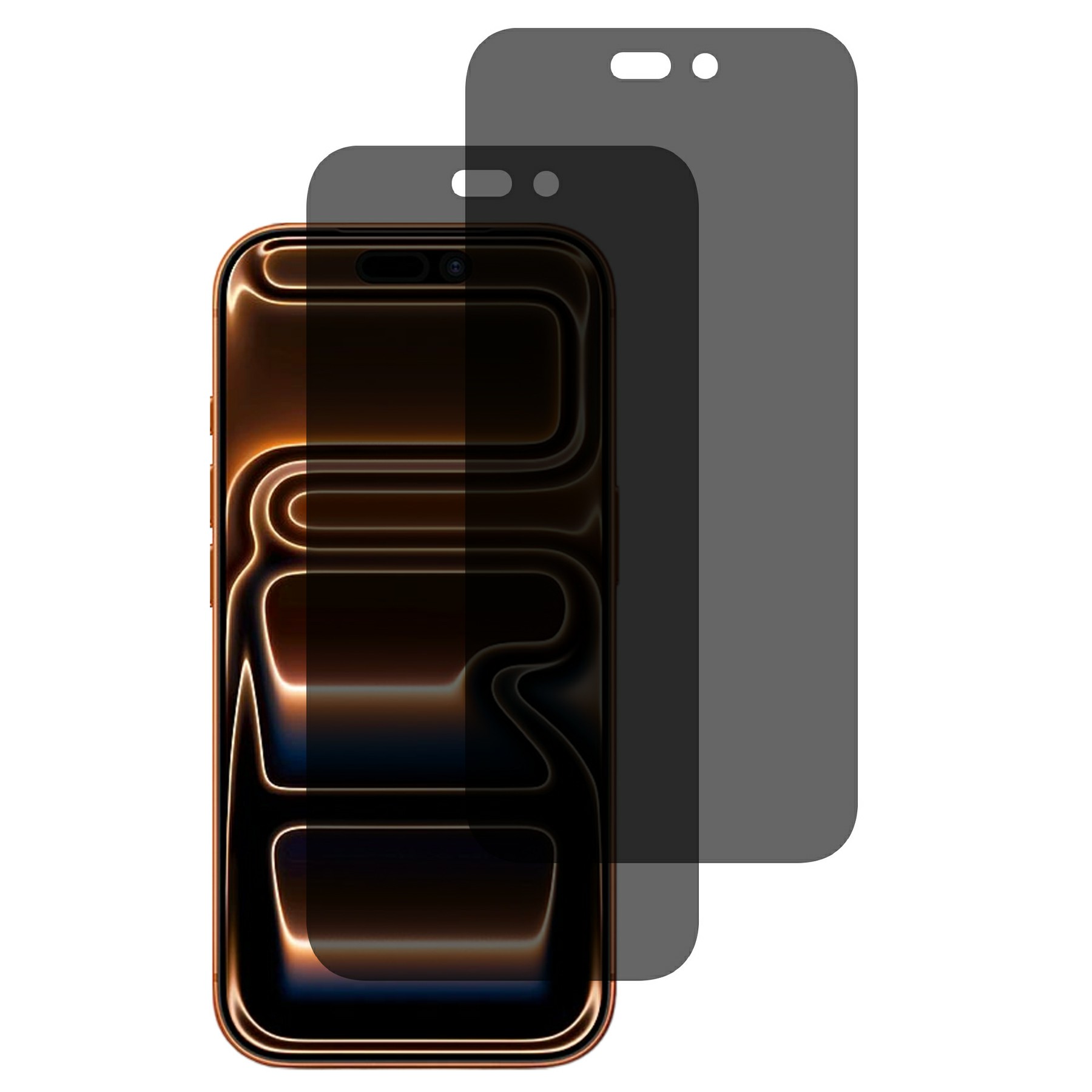 For iPhone 17 Pro 2PCS 180° Anti Spy Tempered Glass Silk Printing Full Coverage Screen Protector - Black