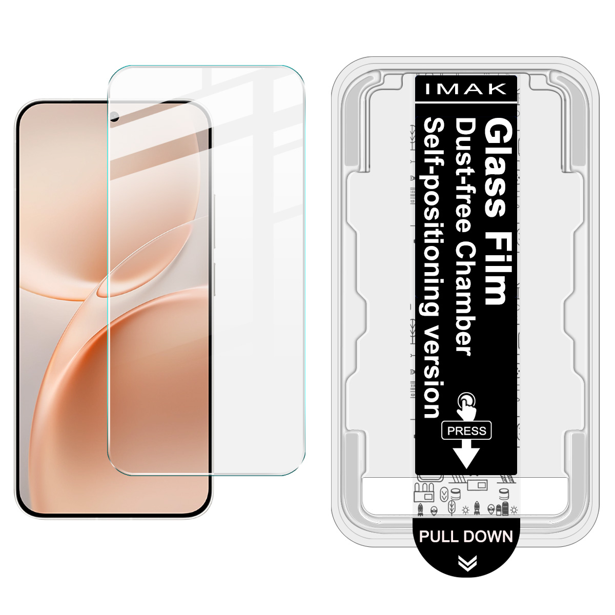 IMAK For vivo V70 5G / V70 Elite 5G Tempered Glass Screen Protector with Dust-free Installation Tool (Fingerprint Unlock) (Not Complete Coverage) - Tr