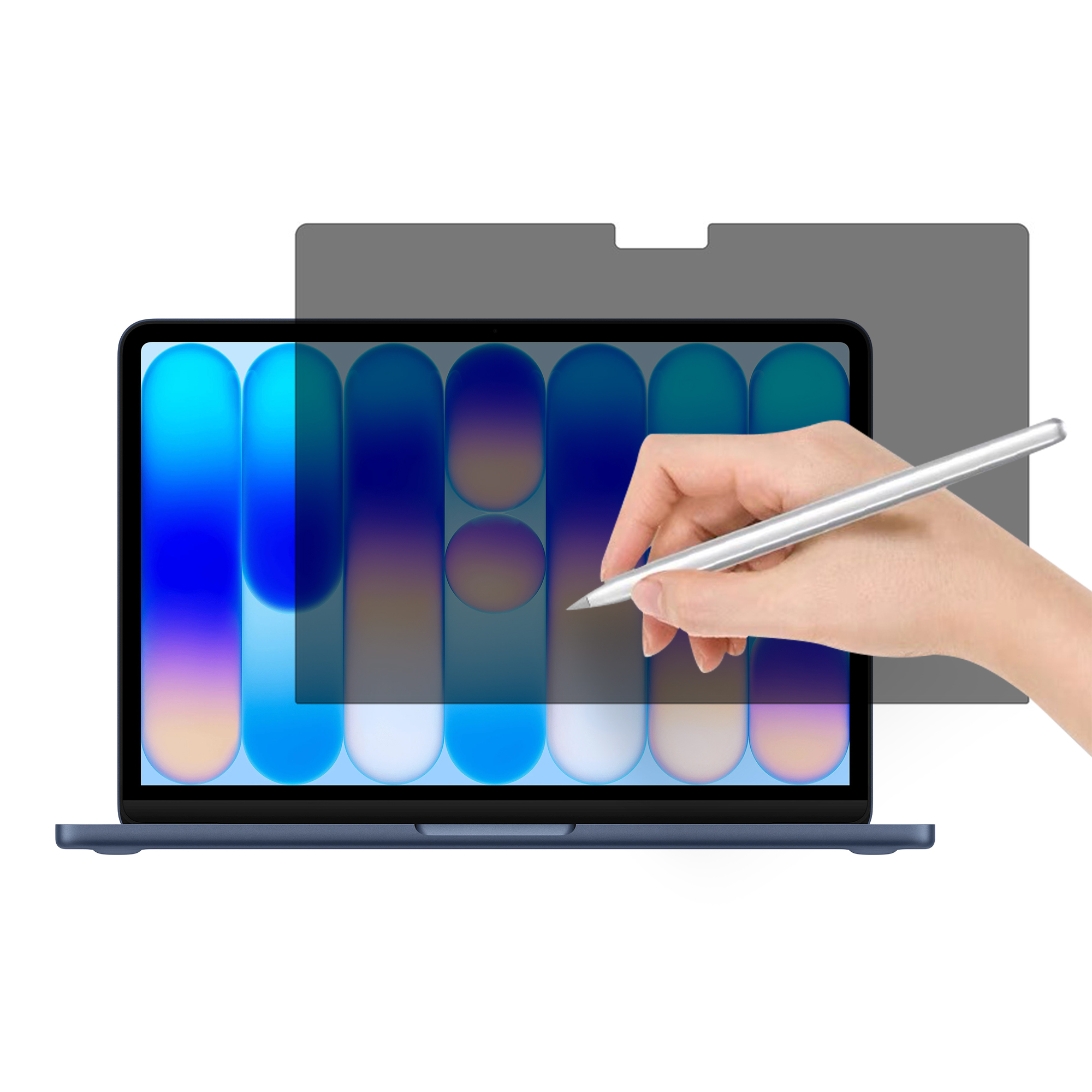 For MacBook Neo 13 inch (2026) 360 Degree Anti-spy PET Full Screen Protector Anti-explosion Film with Fastener - Black
