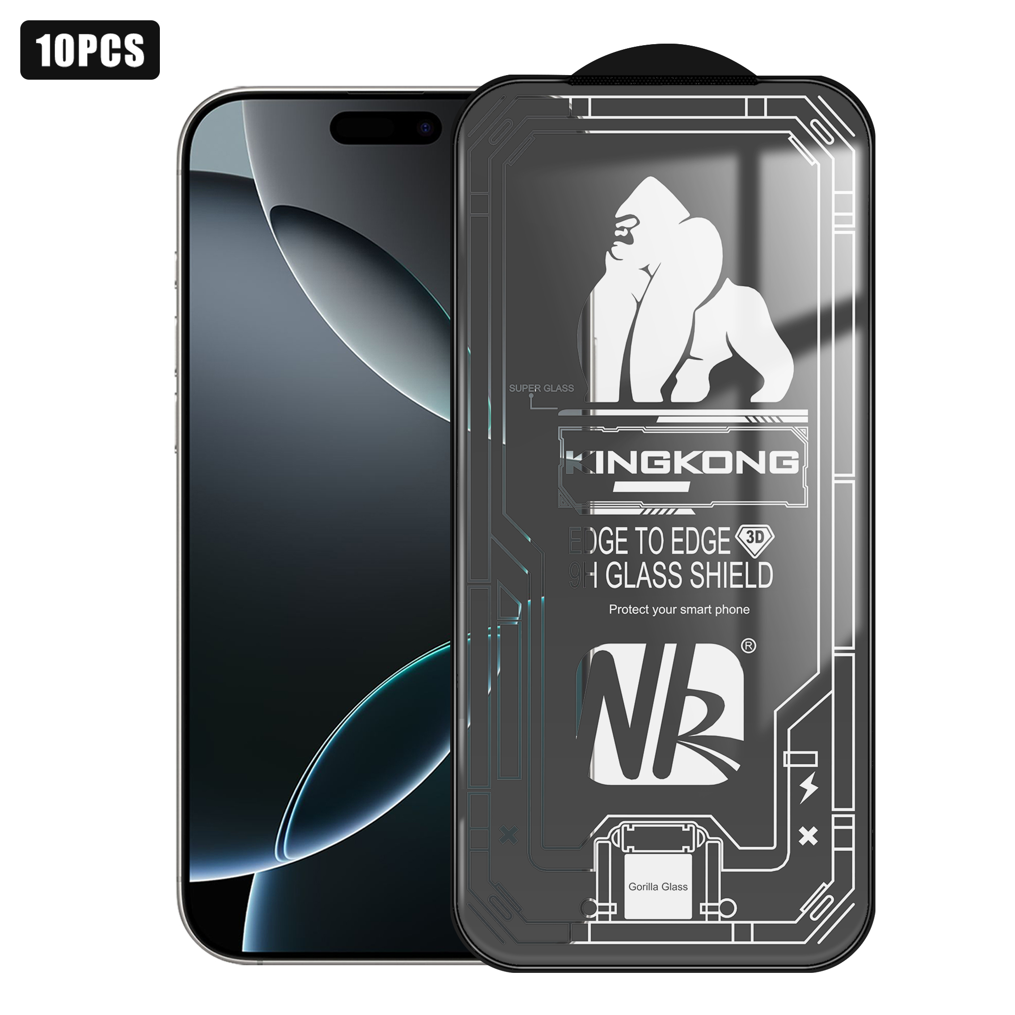 For iPhone 16 Pro 10Pcs High Definition Full Screen Protector 3D Large Arc Edge High Aluminium-silicon Glass Film - Transparent