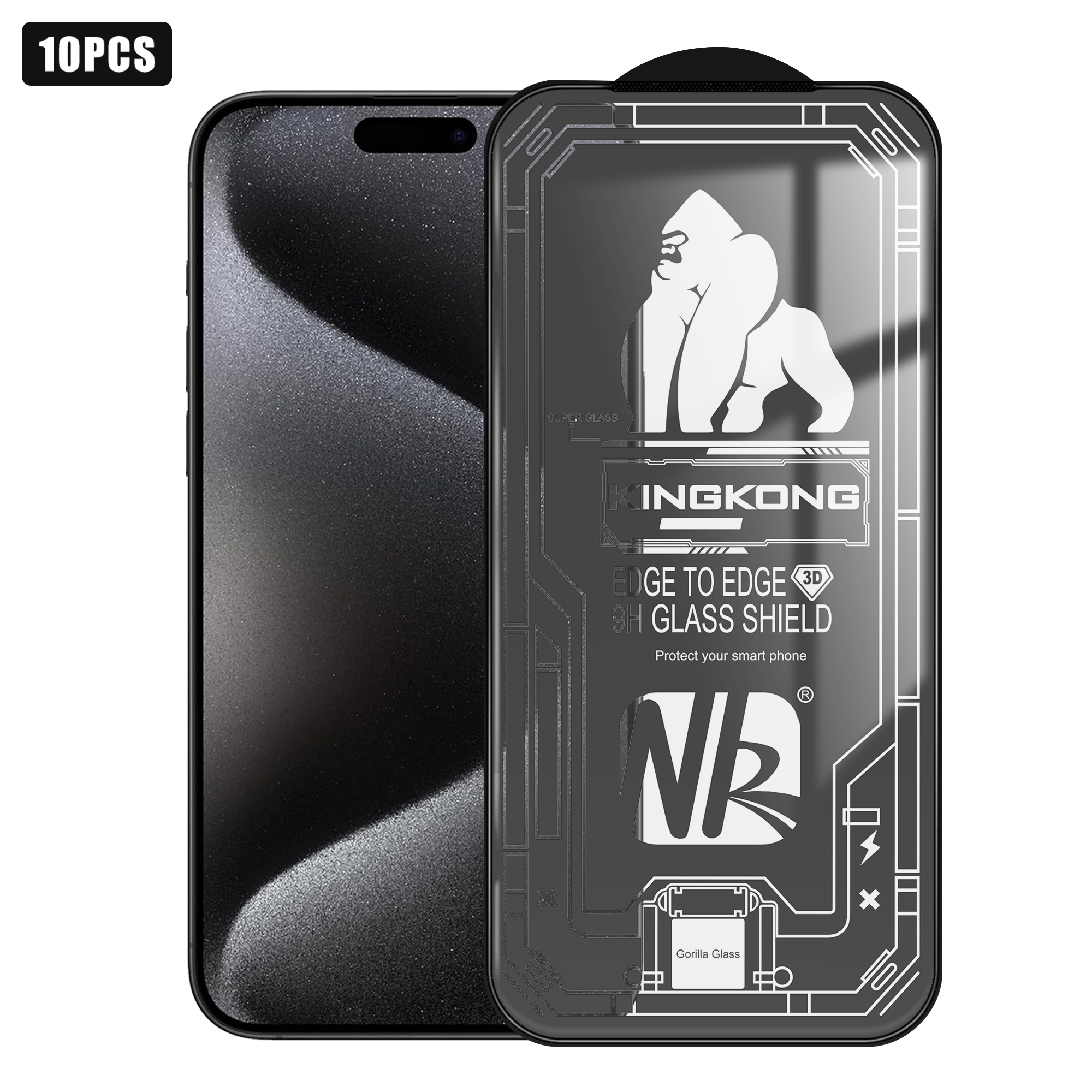 For iPhone 15 Pro Max 10Pcs High Definition Full Screen Protector 3D Large Arc Edge High Aluminium-silicon Glass Film - Transparent