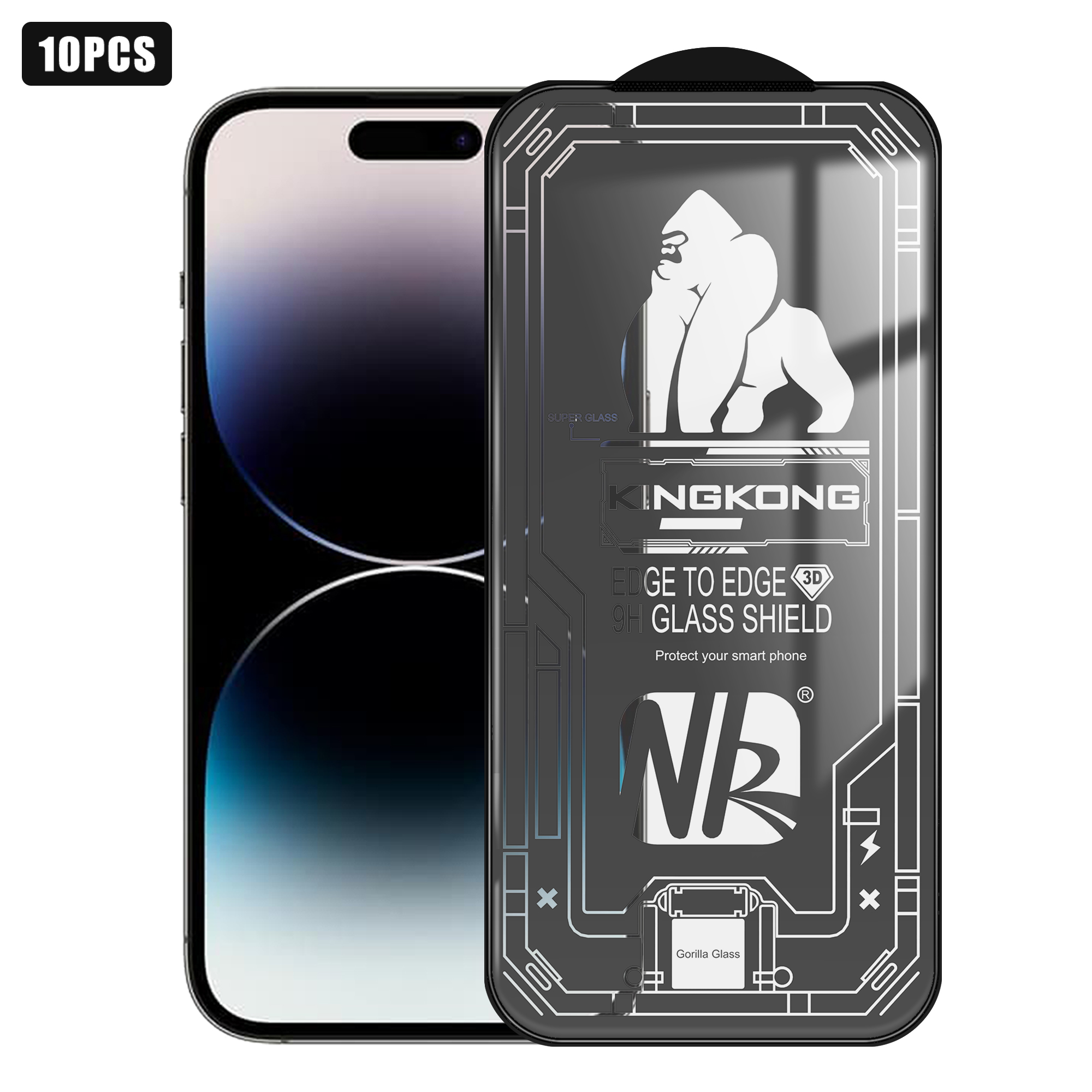 For iPhone 14 Pro Max 10Pcs High Definition Full Screen Protector 3D Large Arc Edge High Aluminium-silicon Glass Film - Transparent