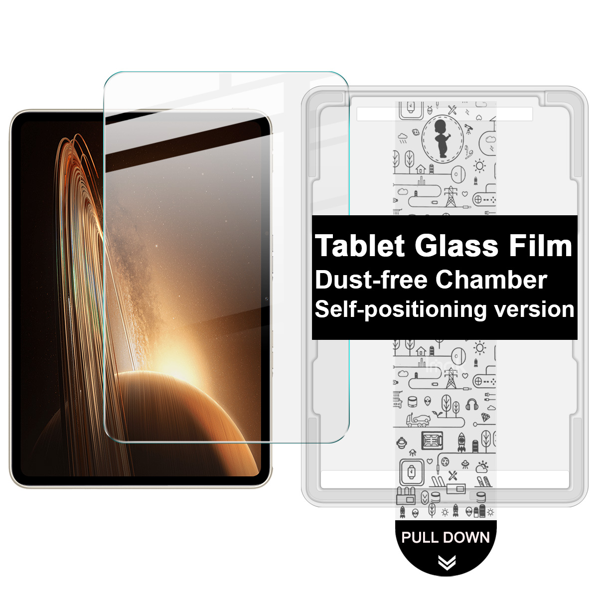 IMAK For Oppo Pad 2  /  Pad 3  /  OnePlus Pad Tempered Glass Full Screen Protector with Dust-free Installation Tool - Transparent
