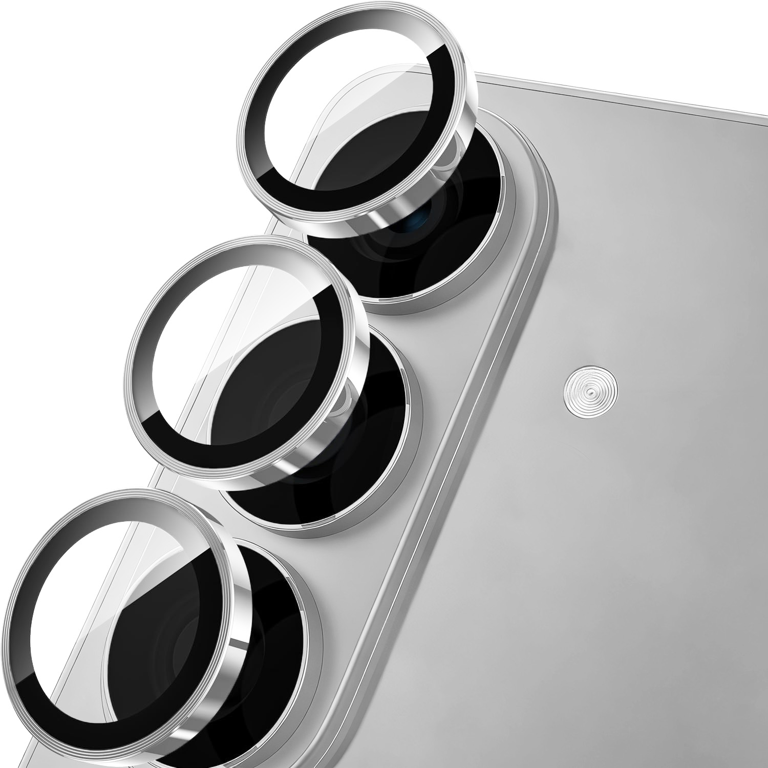 RURIHAI For Samsung Galaxy S26  /  S26+ Camera Lens Protector Tempered Glass Metal Ring Lens Film - Silver