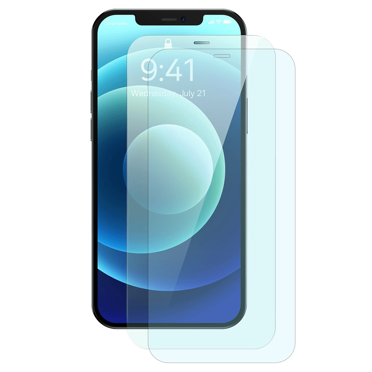 

BASEUS 2Pcs For iPhone 12 / 12 Pro 6.1 inch Anti-blue-ray 0.3mm Screen Protector Shatter-proof Anti-scratch Full-Glass Crystal Tempered Glass Film, iPhone 12