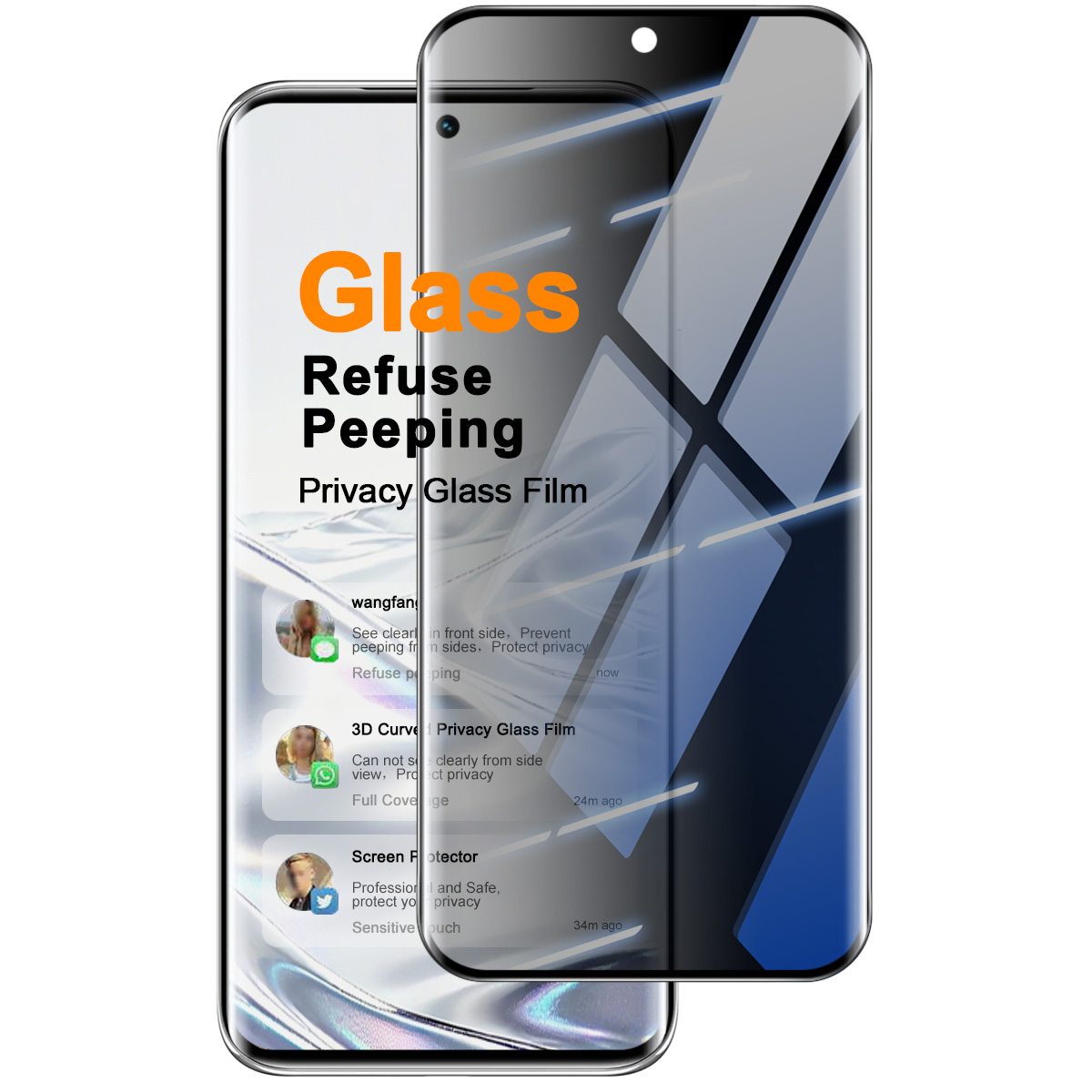 IMAK For TECNO Spark 40 Pro+ 4G Anti Spy Screen Protector Full Cover Side Glue Tempered Glass Film - Black