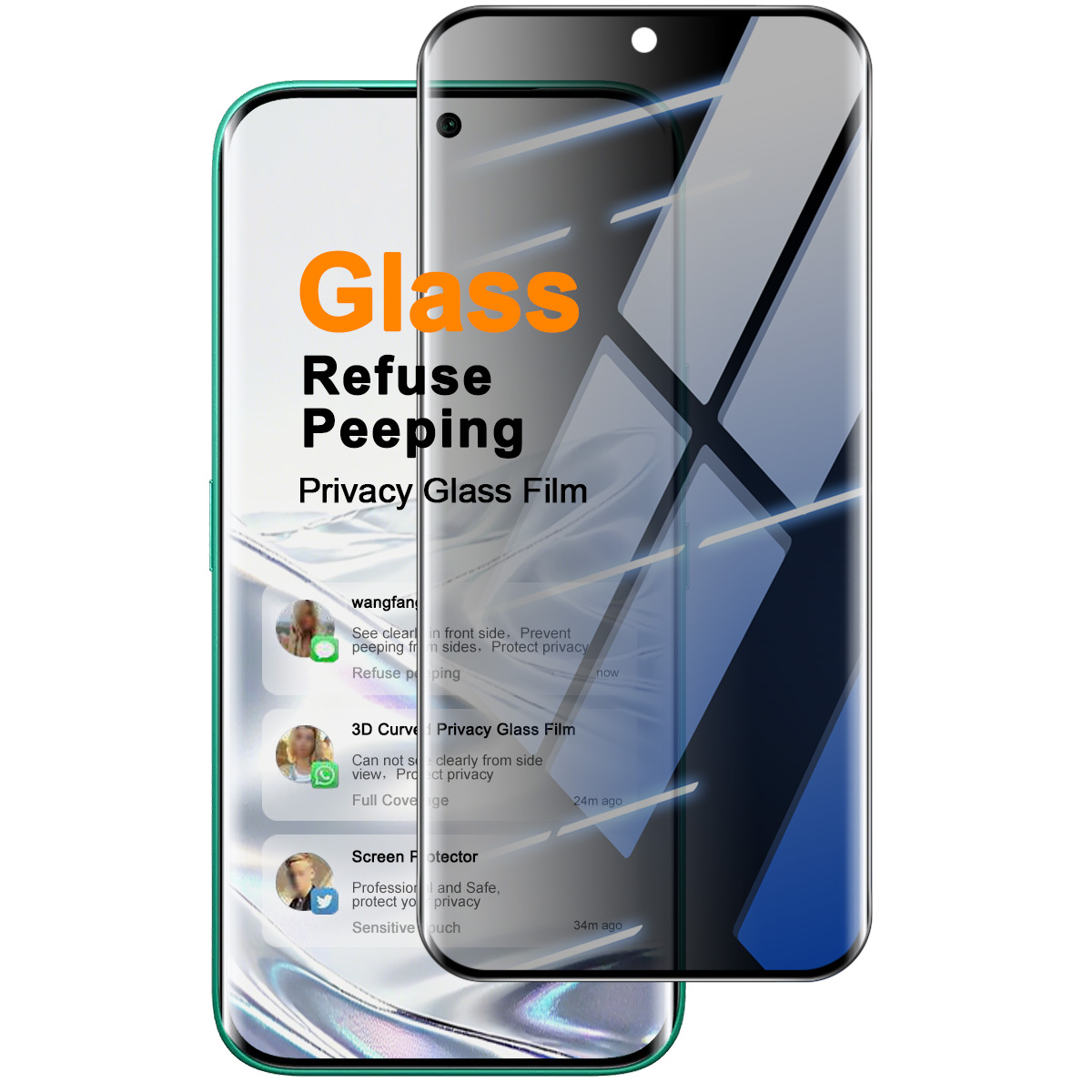 IMAK Anti Spy Screen Protector for TECNO Camon 50 Pro 4G  /  Camon 50 Ultra 5G Full Cover Side Glue Tempered Glass Film - Black