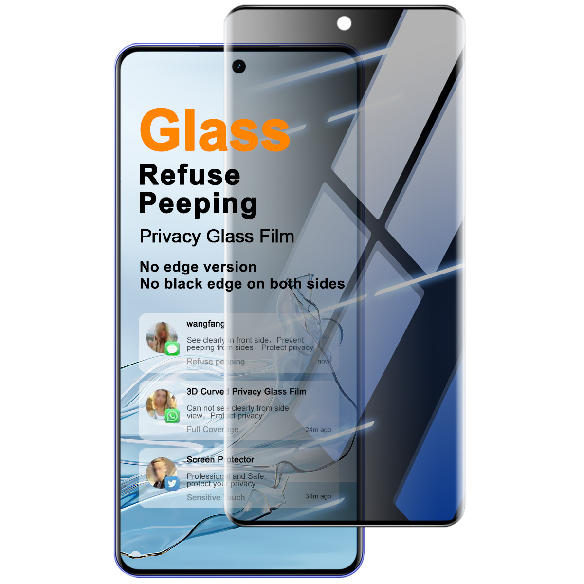 IMAK For Realme P4 Power 5G  /  Narzo Power 5G Anti Spy Tempered Glass Side Glue Full Screen Protector (No Edge Version) - Black