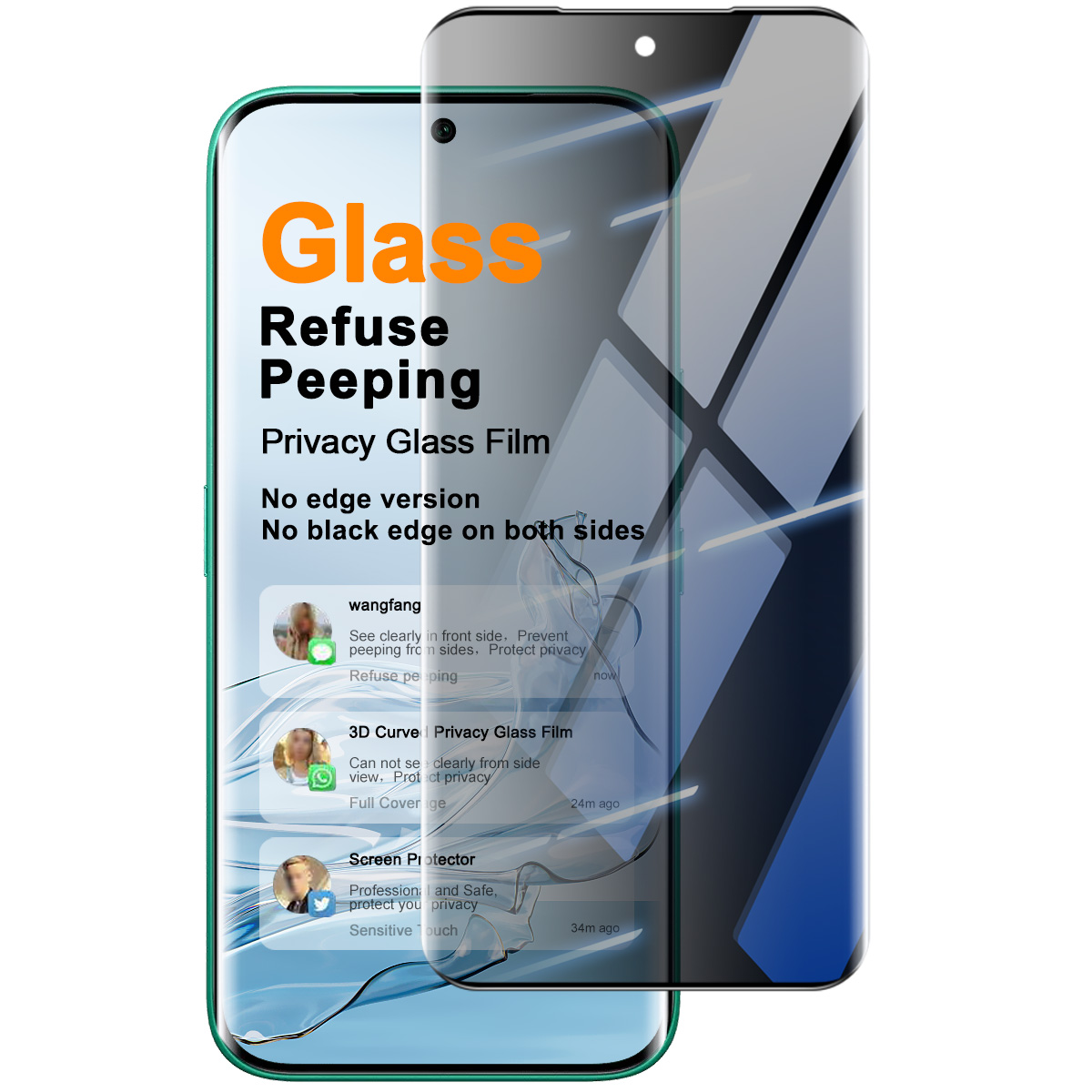 IMAK For TECNO Camon 50 Pro 4G  /  Camon 50 Ultra 5G Anti Spy Tempered Glass Side Glue Full Screen Protector (No Edge Version) - Black