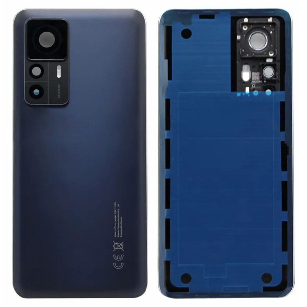 For Xiaomi 12T 5G Back Battery Housing Cover with Camera Ring Lens Cover Spare Part (Without Logo) - Black