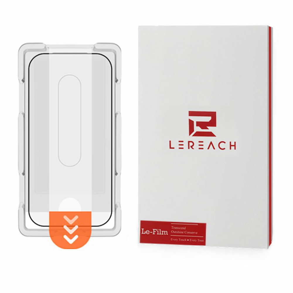 LEREACH For iPhone 17 Pro Max Tempered Glass Full Screen Protector Anti-Fingerprint Film with Dust-Free Installation Tool - Black