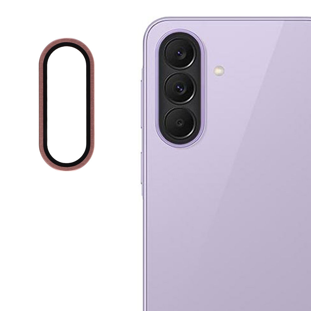 For Samsung Galaxy A27 Camera Lens Protector Aluminum Alloy Trim Tempered Glass Full Cover Lens Film - Rose Gold