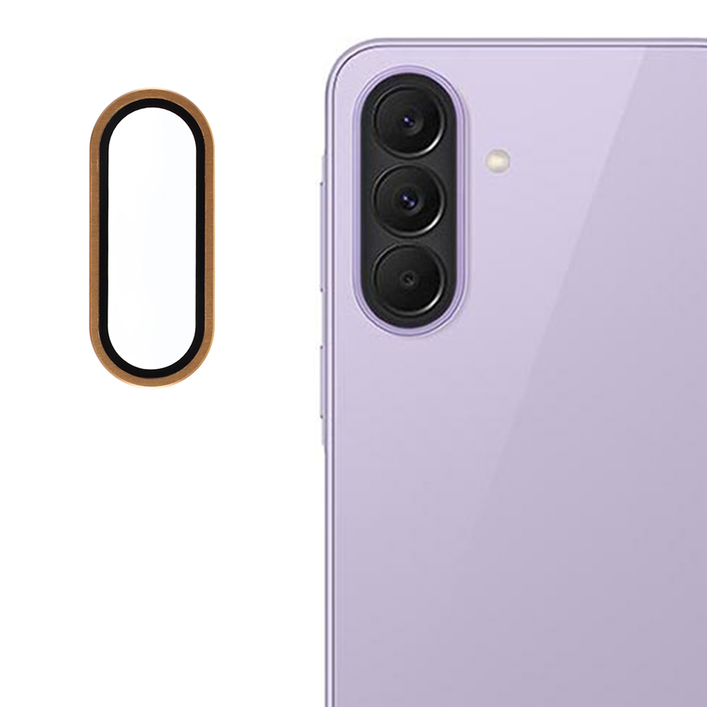 For Samsung Galaxy A27 Camera Lens Protector Aluminum Alloy Trim Tempered Glass Full Cover Lens Film - Gold