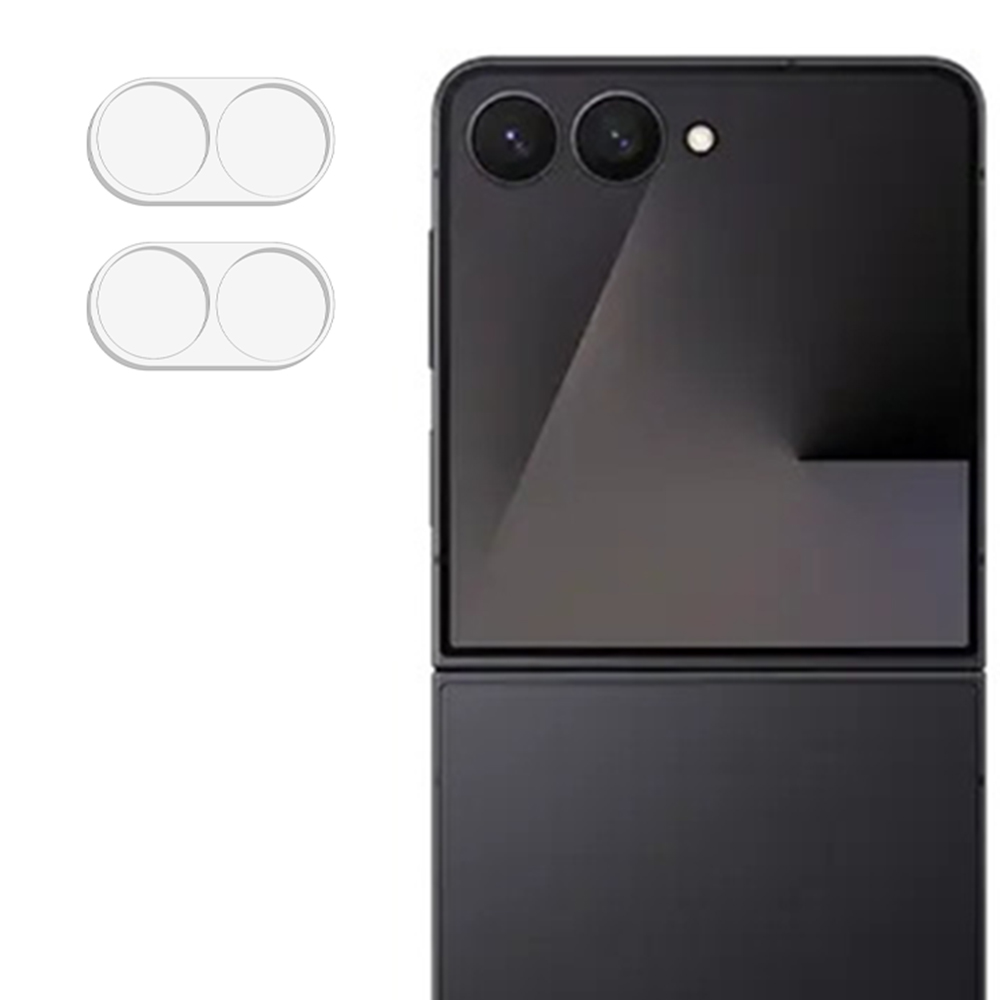 2Pcs For Samsung Galaxy Z Flip8 Full Coverage Camera Lens Protector 3D Arc Edge Anti-Scratch Tempered Glass Lens Film - Transparent