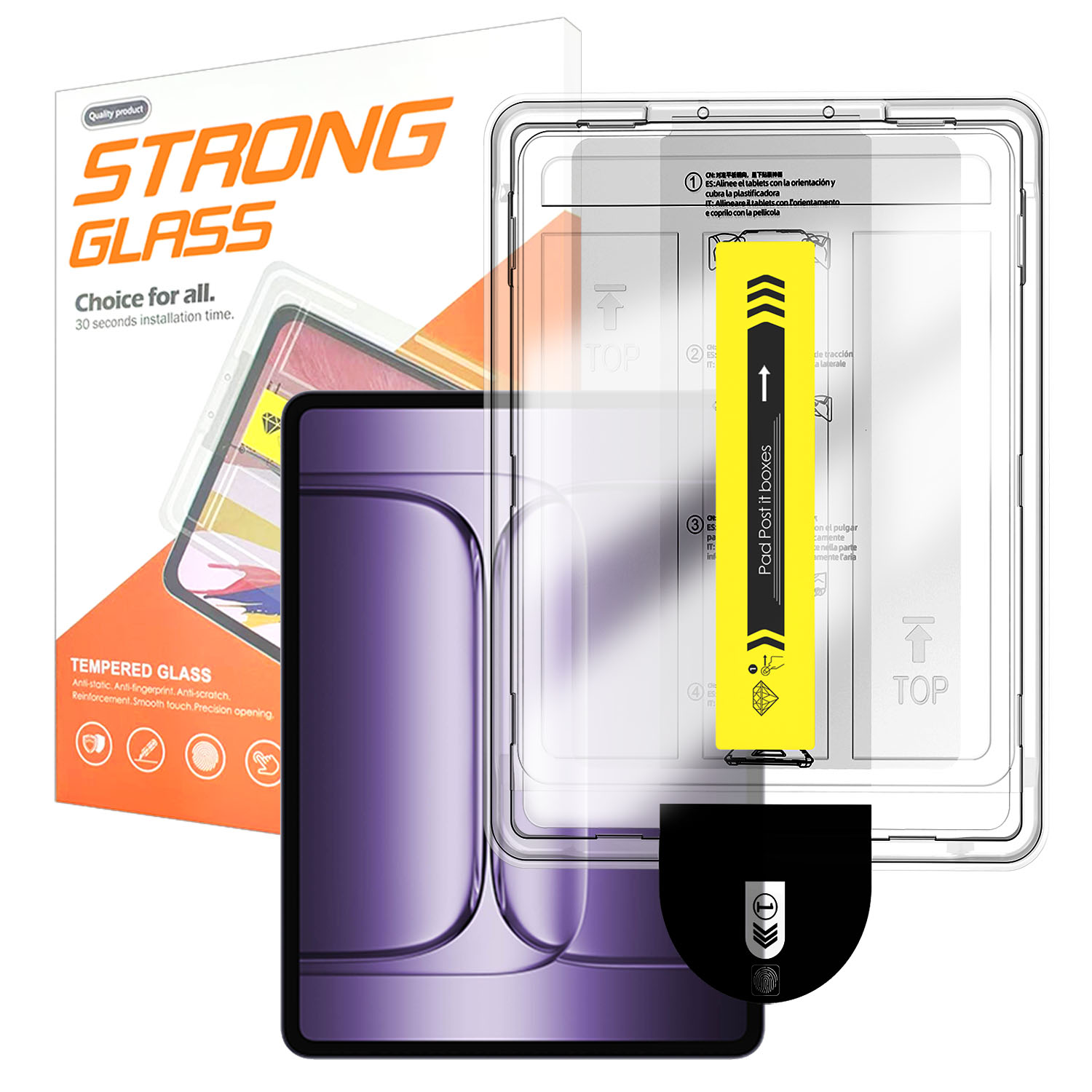For OnePlus Pad 2 Pro Screen Protector Arc Edge Tempered Glass Film with Auto Dust-free Installation Tool (NOT Complete Covering) - Transparent