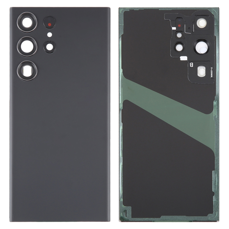 

Für Samsung Galaxy S23 Ultra S918 Batteriegehäuse Mit Kleberaufkleber + Kameraobjektivabdeckung - Phantom Schwarz, Galaxy S23 Ultra