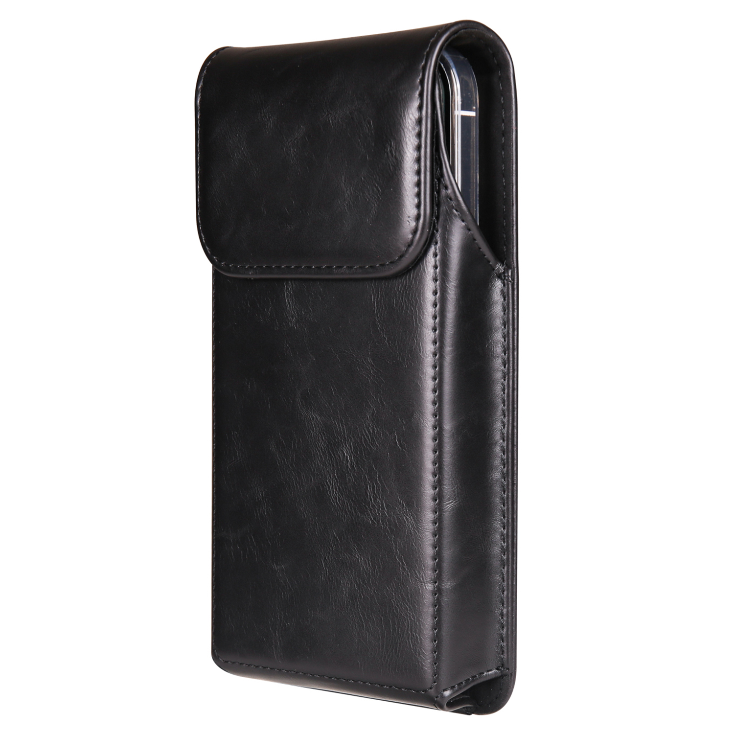 

Universelle Wasit -telefontasche Mit Rückenclip Für 7,2 "handy Verrückte Pferdestruktur PU Ledergürtelbeutel - Schwarz, Universal