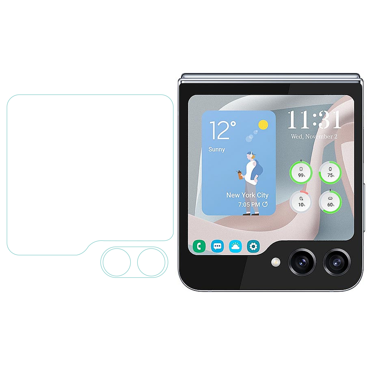 

Für Samsung Galaxy Z Flip5 5G Kamera Linsenschutz+hd Clear Heck Kleiner Bildschirmteilschützer Set Bogenkante Anti-scratch-linsenfilm, Galaxy Z Flip5 5G