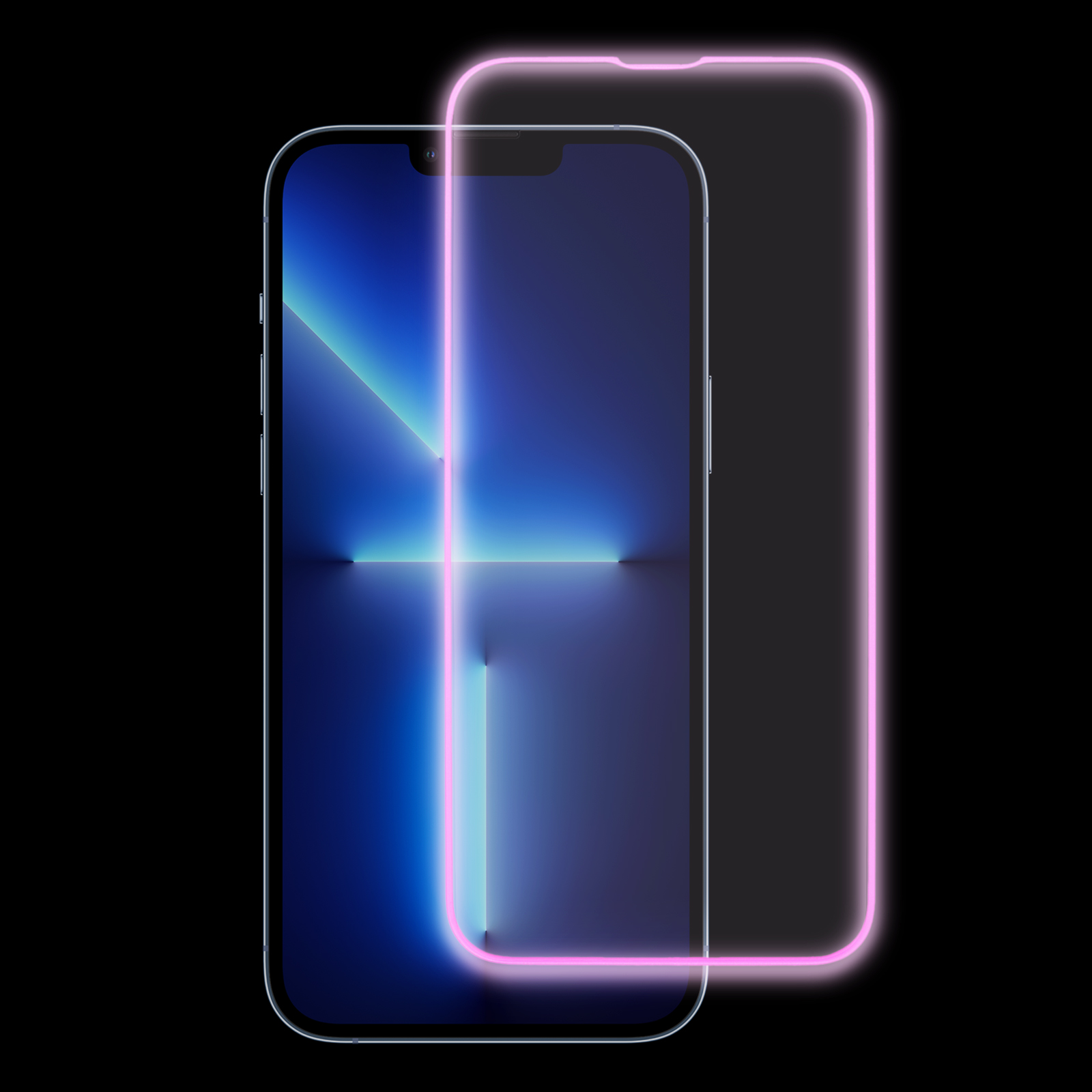 For iPhone 13 Pro Phone Screen Protector Alumina Tempered Glass Screen Film Guard (Luminous Edge ) - Purple