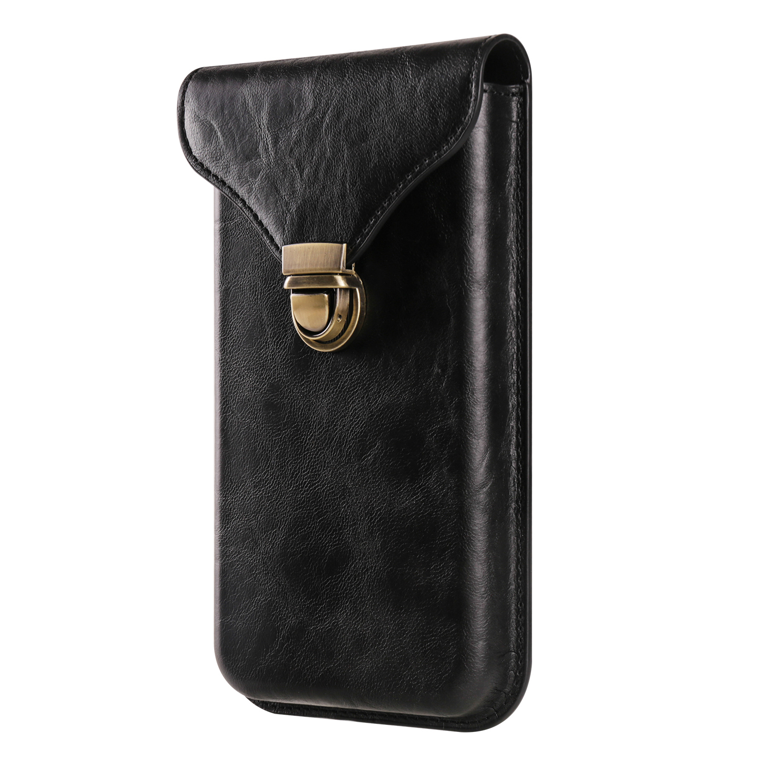 

6.1 Zoll Vertikales Telefon Taillenbeutel PU Ledergürtel Holster Universal Telefonbeutel - Schwarz, Universal