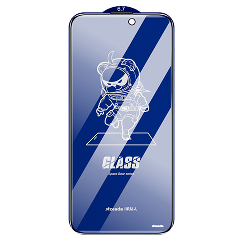 AZEADA Space Bear Series for iPhone 13 Pro Max   14 Plus Anti-Spy Screen Protector Anti-fingerprint Film
