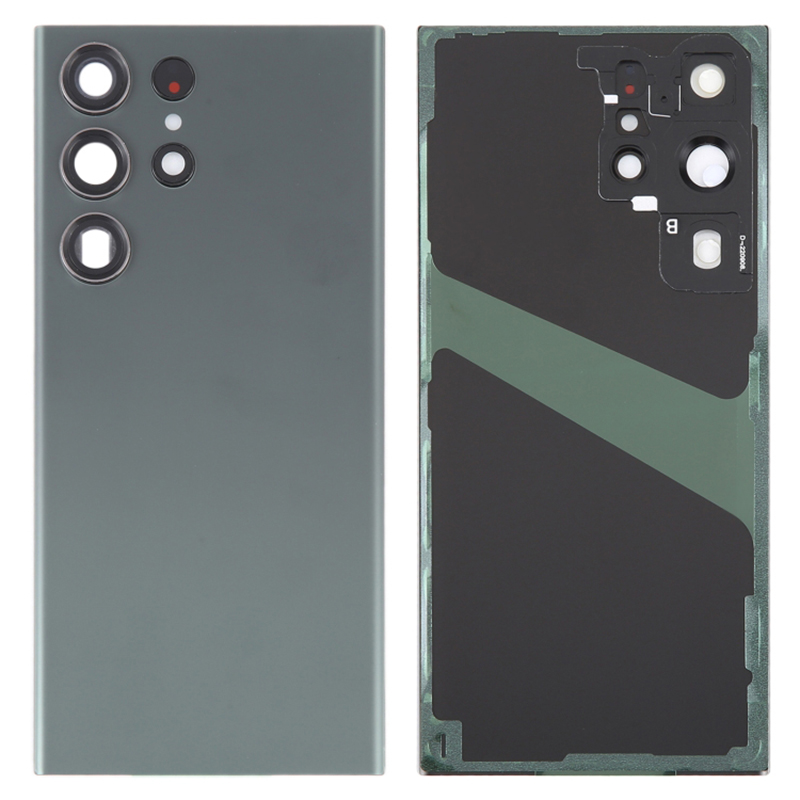 

Für Samsung Galaxy S23 Ultra S918 Telefonbatteriegehäuse Mit Kleberaufkleber + Kamera -objektivabdeckung (ohne Logo) - Grün, Galaxy S23 Ultra