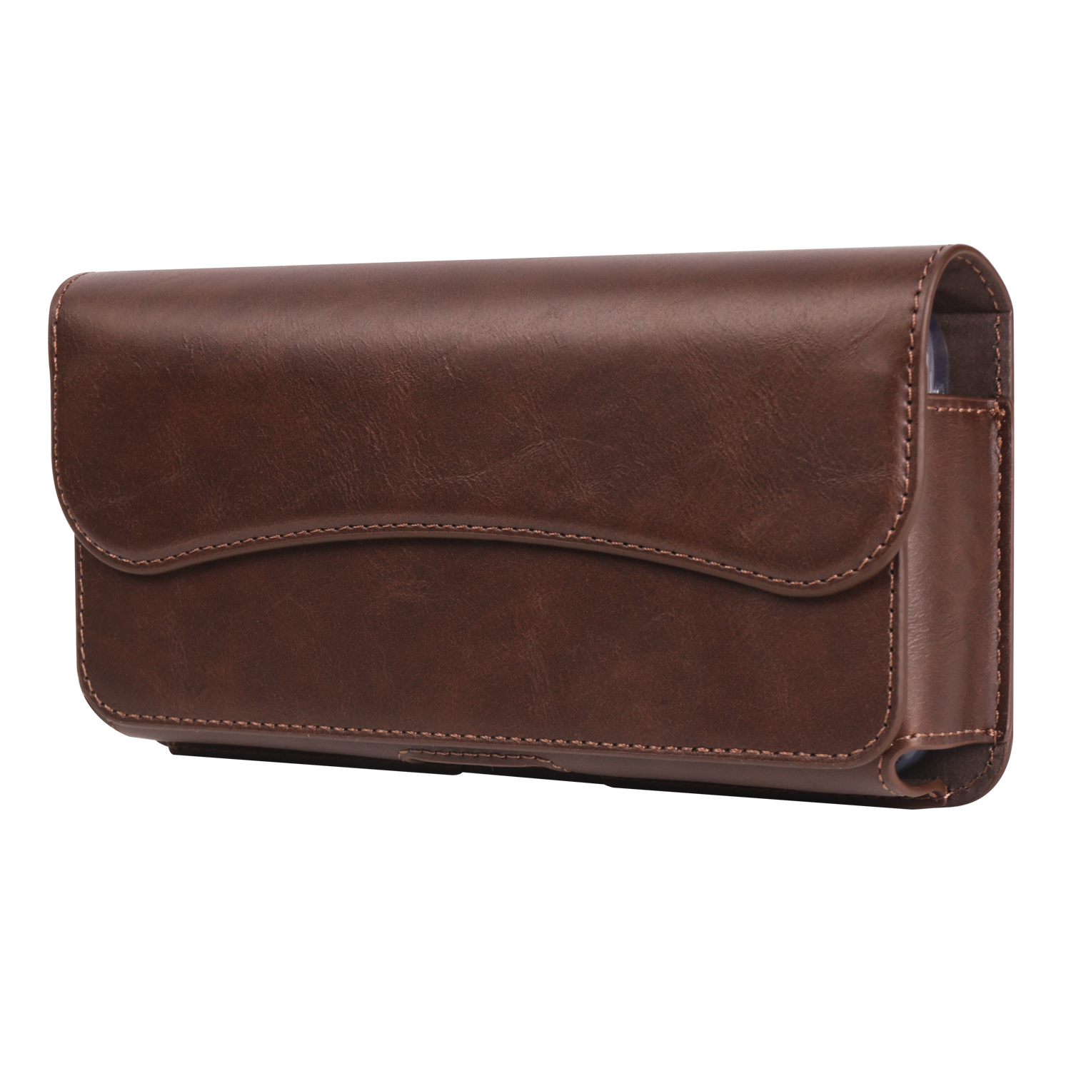 6.1 inch Mobile Phone Waist Bag with Magnetic Closure PU Leather Phone Belt Pouch - Brown