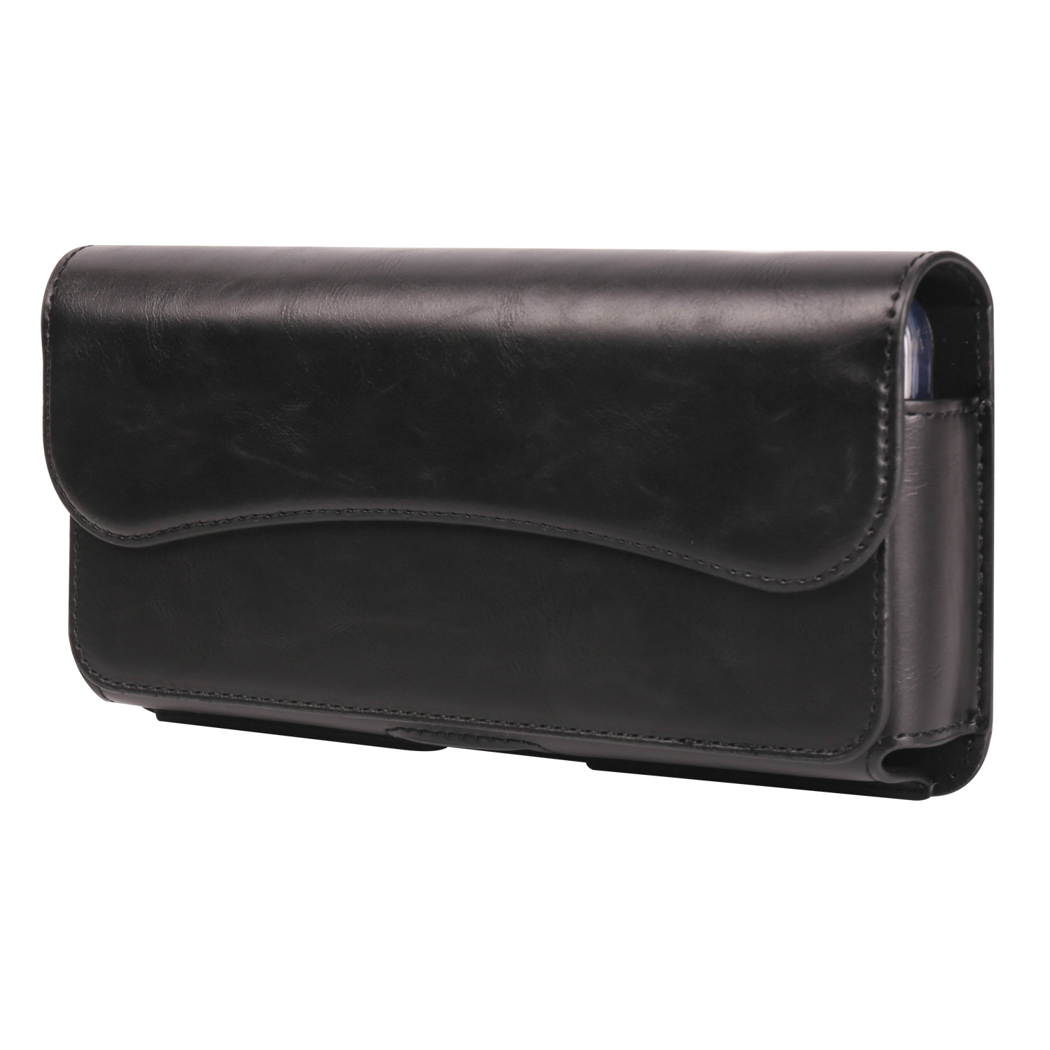 6.1 inch Mobile Phone Waist Bag with Magnetic Closure PU Leather Phone Belt Pouch - Black