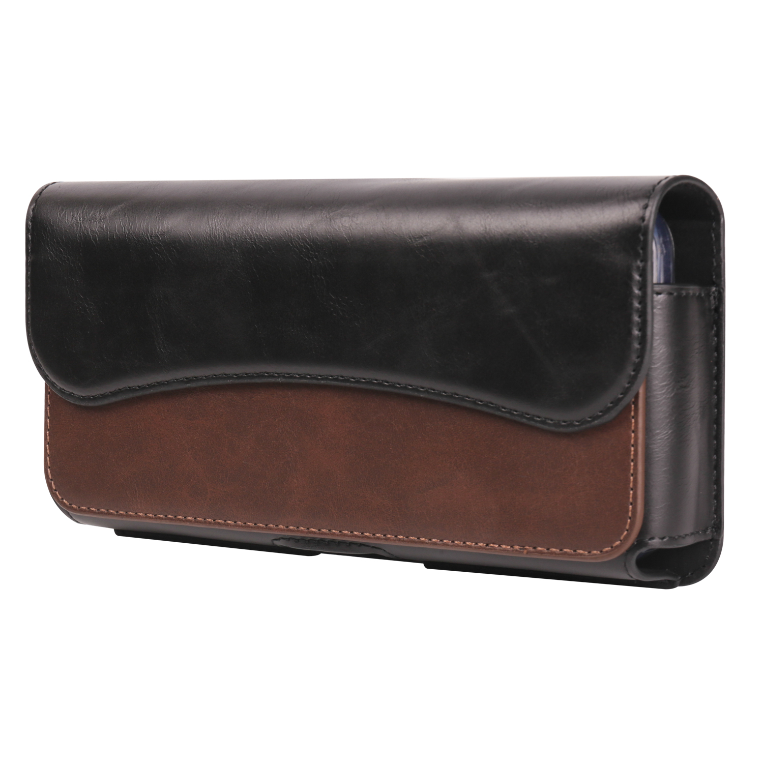 6.1 inch Mobile Phone Waist Bag with Magnetic Closure PU Leather Phone Belt Pouch - Black / Brown