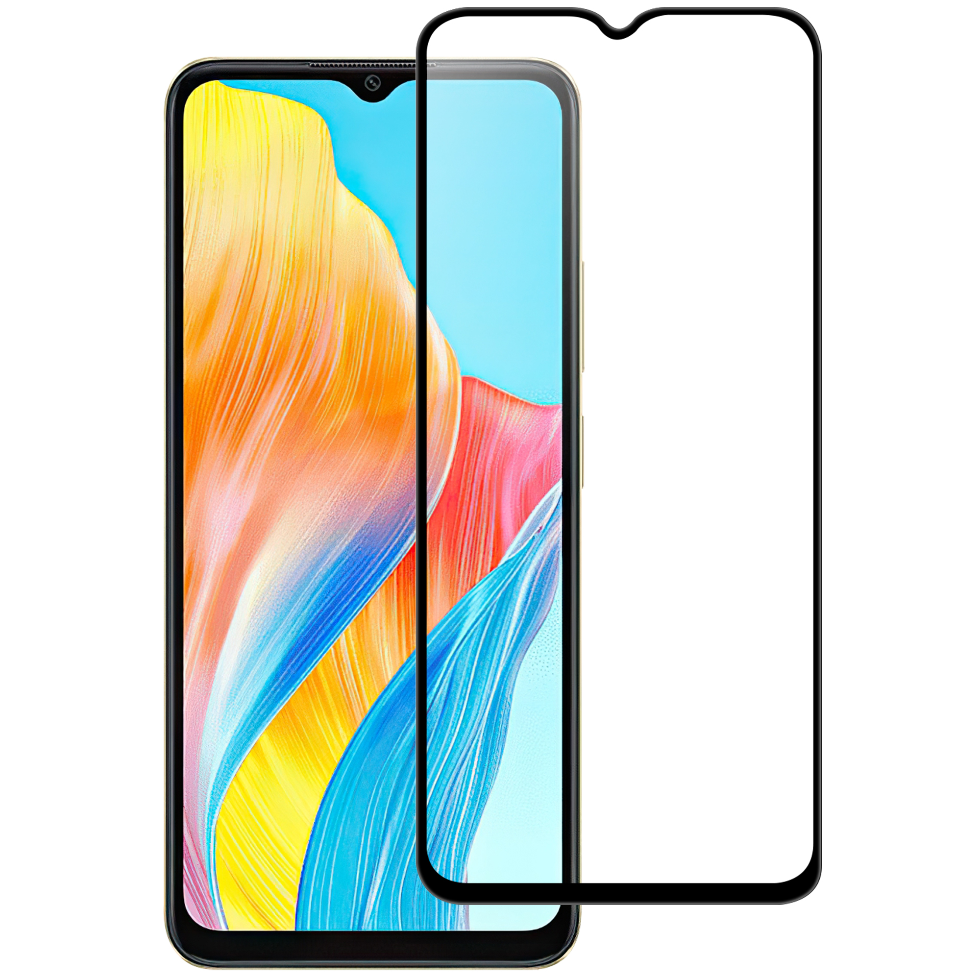 

Für Oppo A38 4G Bildschirmabdeckung Film Clear AGC Glass Black Edge Full Kleberbildschirm Beschütze, Oppo A38 4G