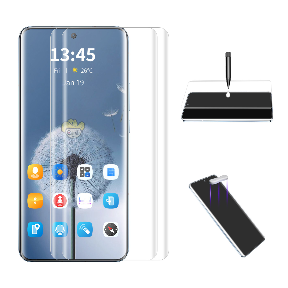 ENKAY HAT PRINCE 2Pcs For Honor Magic5 Screen Protector UV Liquid High Aluminium-Silicon Glass HD Film Support Fingerprint Unlock