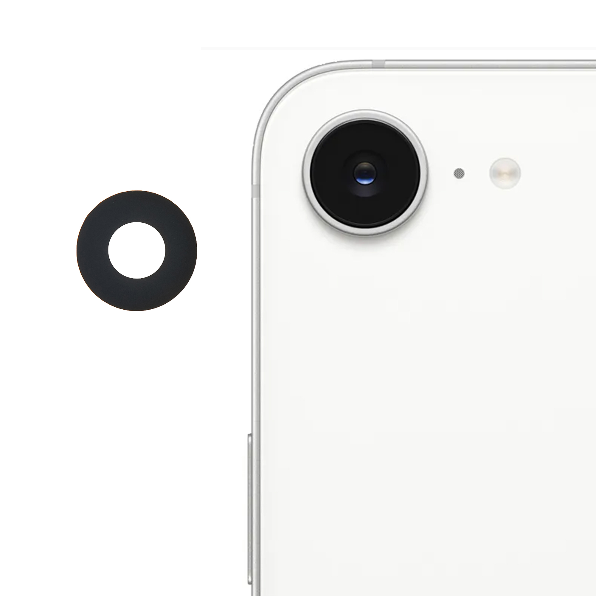 1 Set For iPhone 16e Rear Camera Rim Lens Cover with Adhesive Sticker (Without Logo)