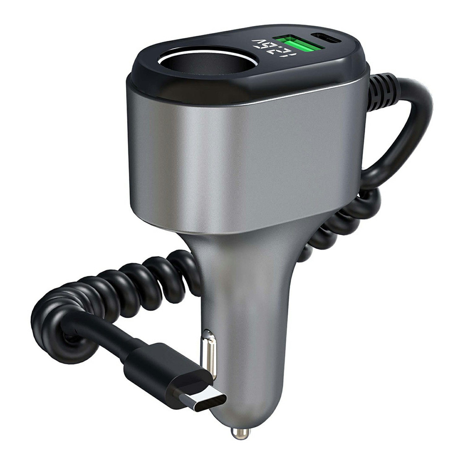 GE09 PD 65W Fast Charging Car Charger Cigarette Lighter Adapter with Spring Wire Charger Temperature Control Protection