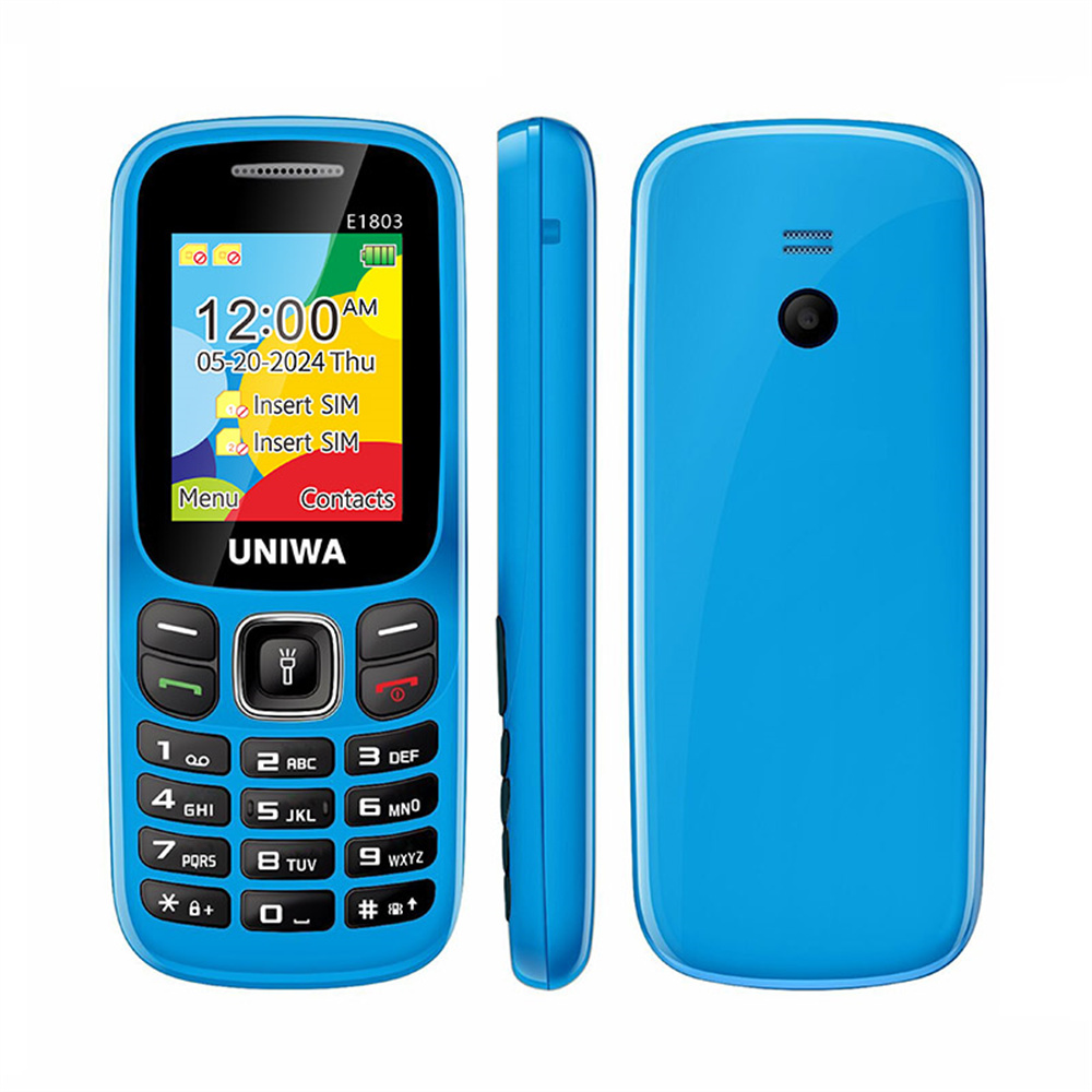 UNIWA E1803 Dual SIM Dual Standby 2G Feature Phone Physical Keypad LED Flashlight Camera Phone - Blue