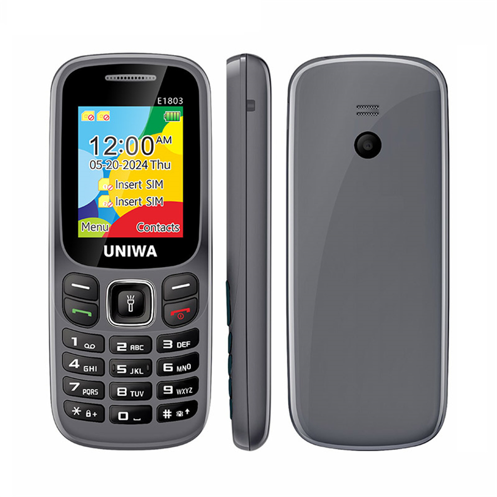 UNIWA E1803 Dual SIM Dual Standby 2G Feature Phone Physical Keypad LED Flashlight Camera Phone - Grey