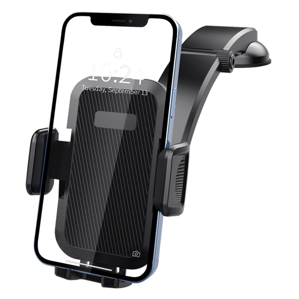 ML199 Car Dashboard Phone Mount Strong Suction Cup Adjustable Telescopic Arm Mobile Holder - Black