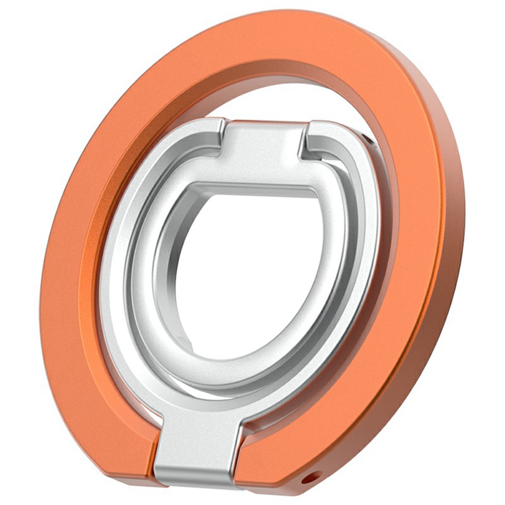 Multi-Functional Magnetic Phone Holder 360 Degree Rotation Foldable Grip Ring Kickstand - Orange