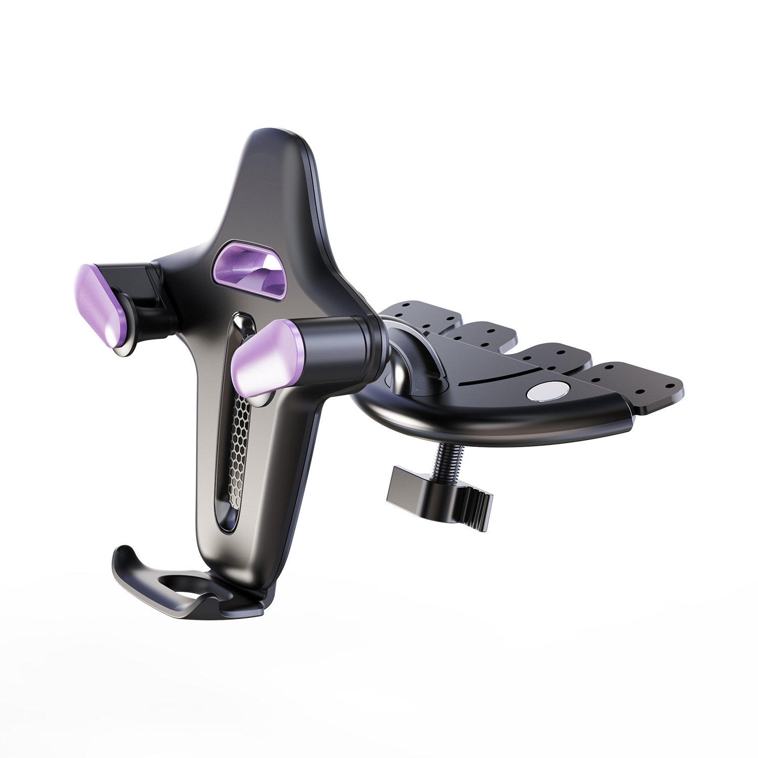 Car Phone Holder CD Slot Mount 360 Degree Rotating Y-Shape Design Universal Car Phone Stand - Purple