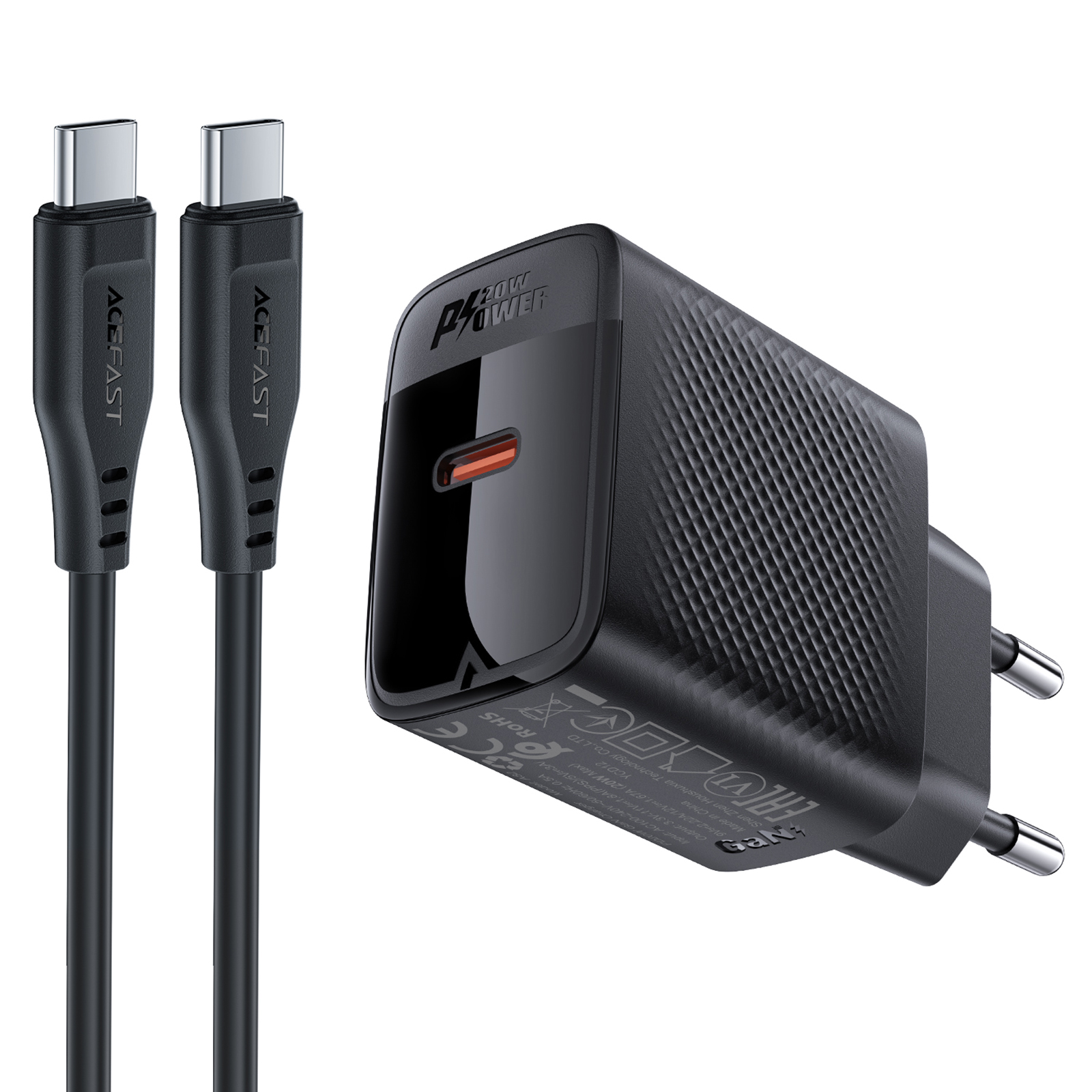 ACEFAST A82 PD 20W GaN Single USB-C Charger Set (P5) with 1.2m Type-C to Type-C Cable (EU Plug)