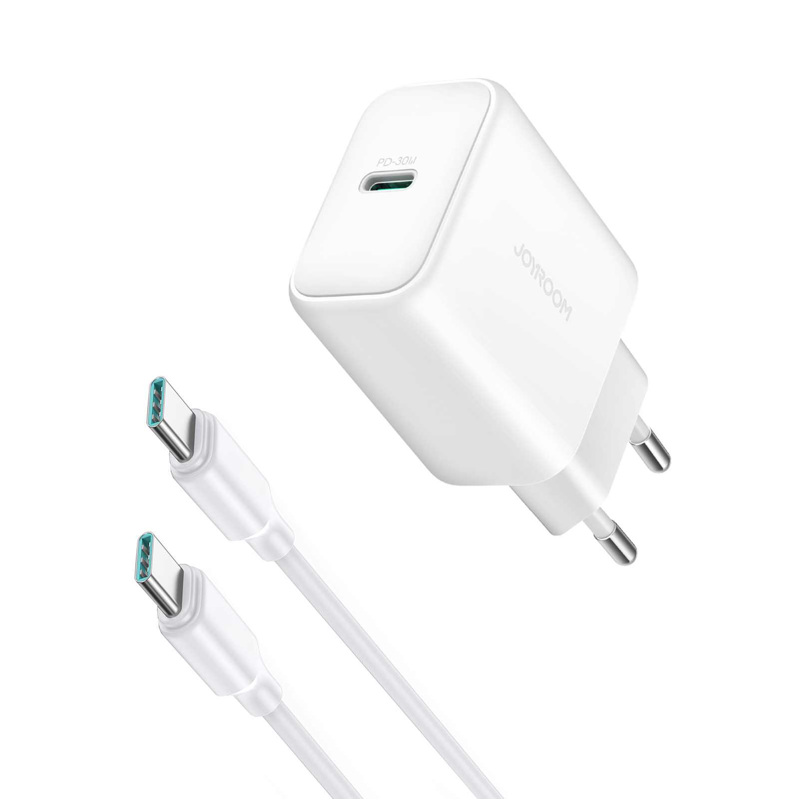 JOYROOM JR-TCF24 PD 30W Fast Charging EU Plug Charger with 1m Type-C to Type-C Data Cable