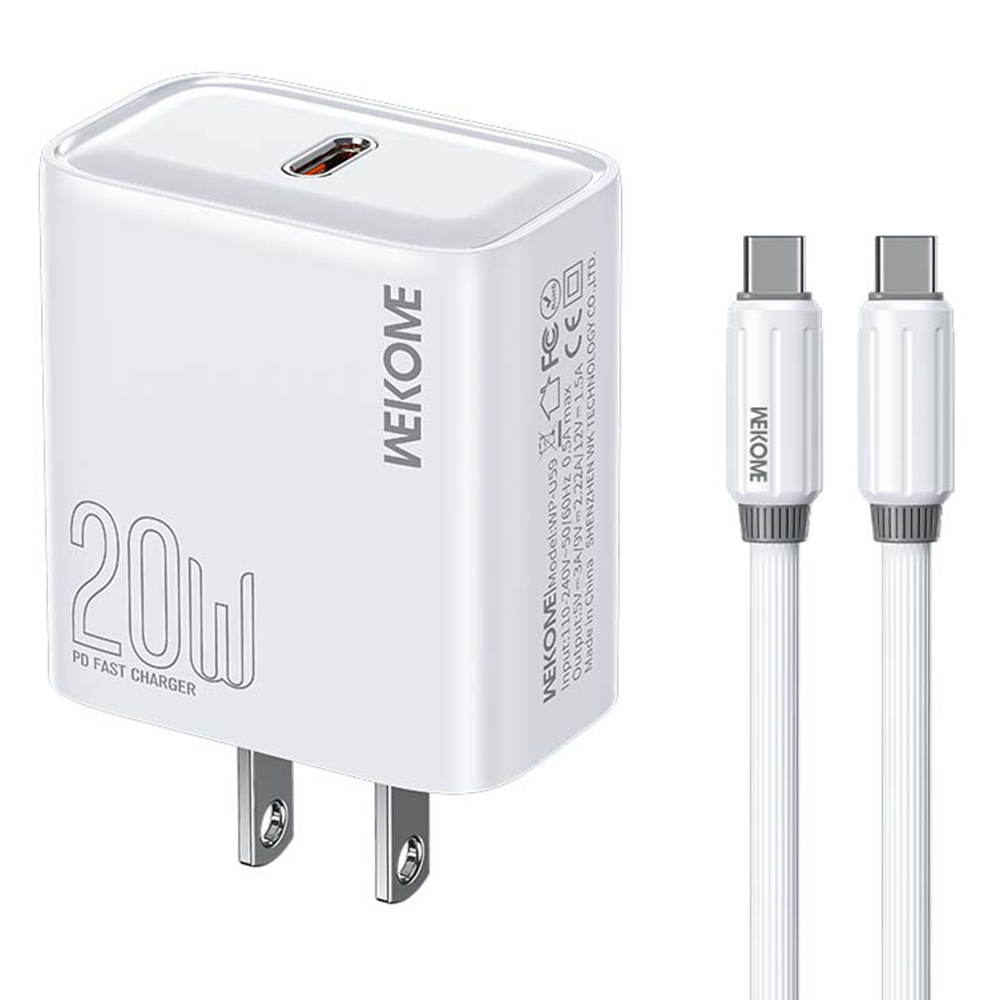 WEKOME WP-U59 PD20W Fast Charger Type-C Power Adapter with Cable - US Plug
